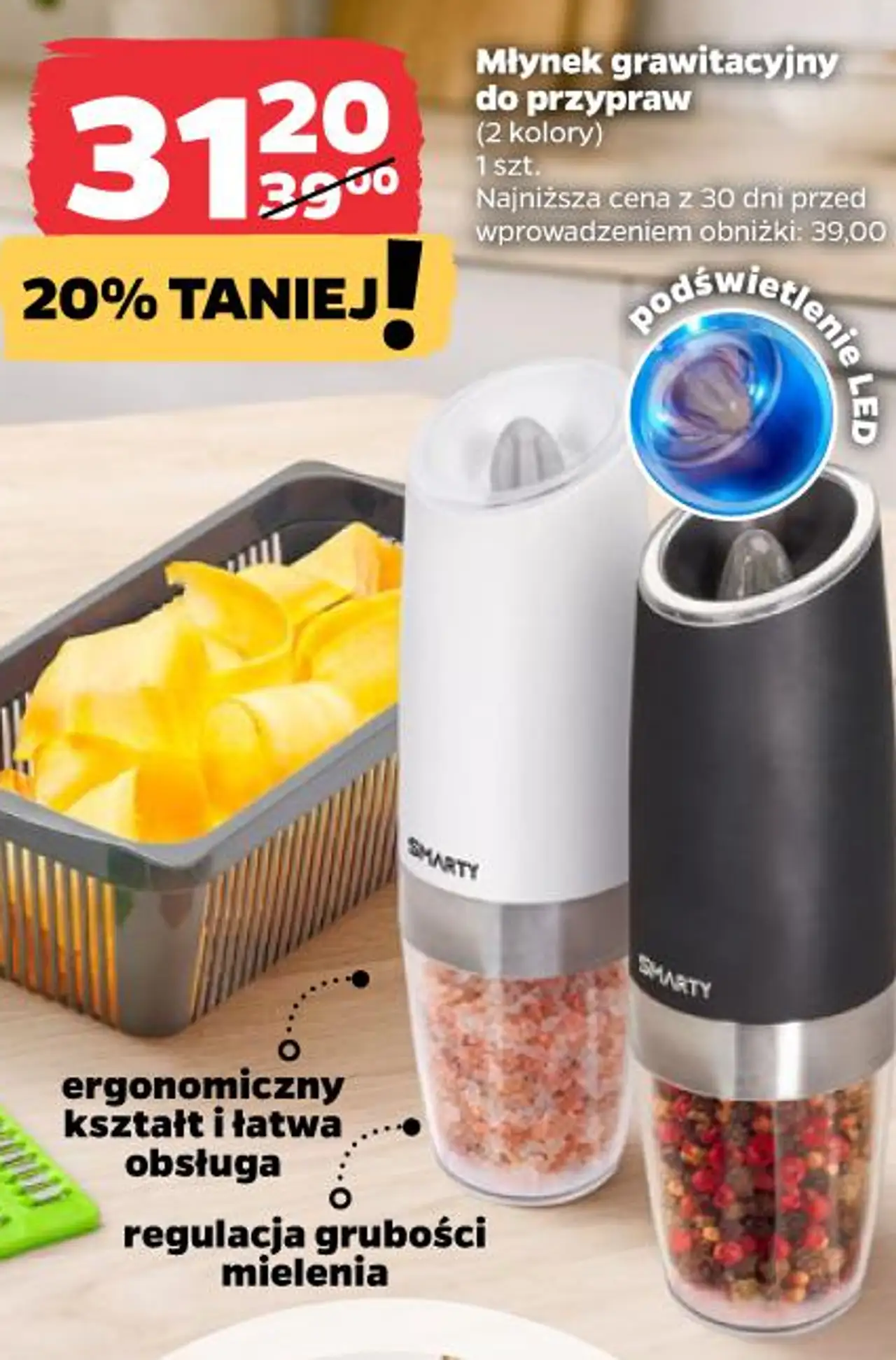 Młynek grawitacyjny do przypraw Smarty