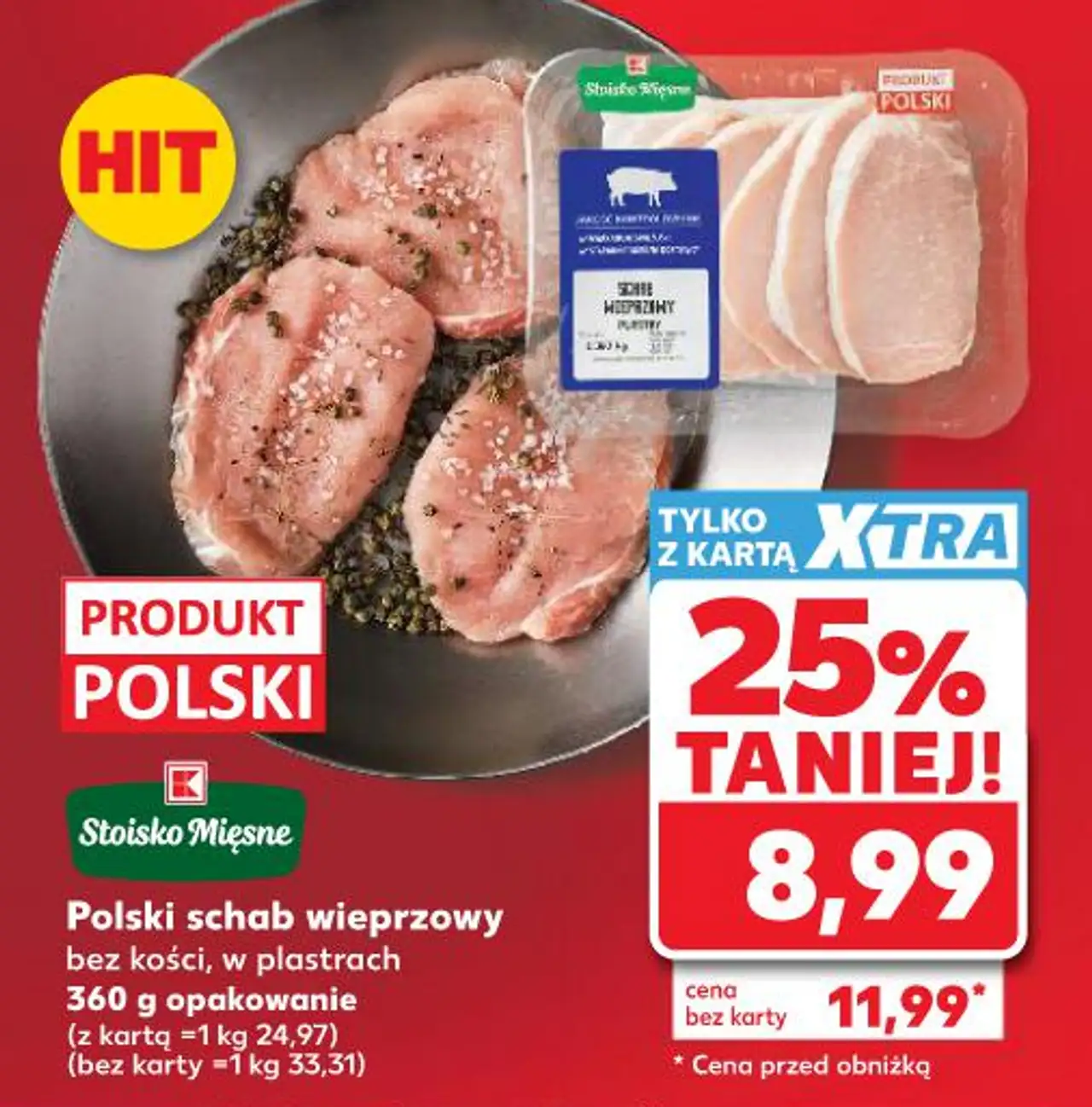 Stoisko Mięsne Polski schab wieprzowy bez kości, w plastrach