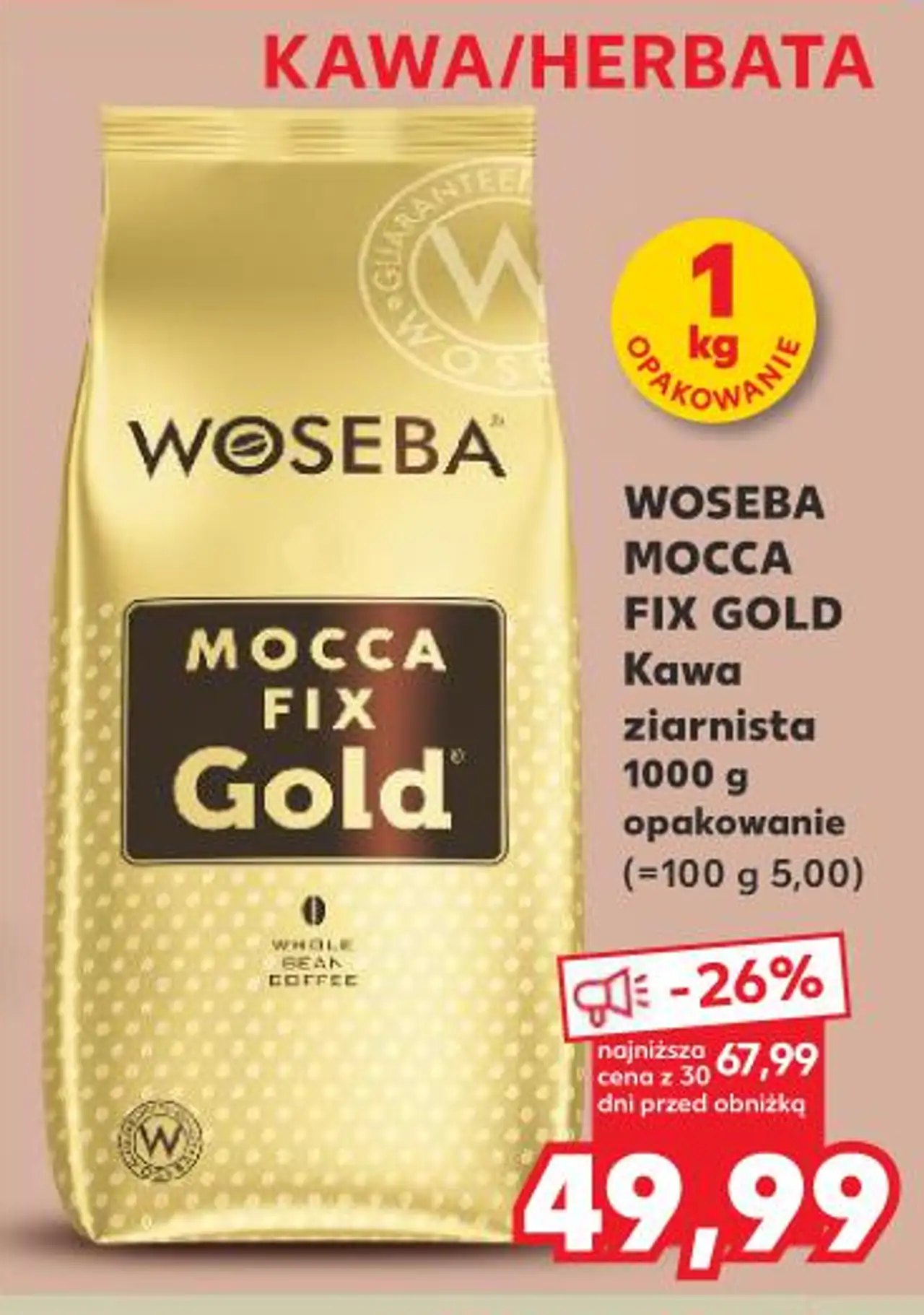 WOSEBA MOCCA FIX GOLD Kawa ziarnista 1000 g opakowanie