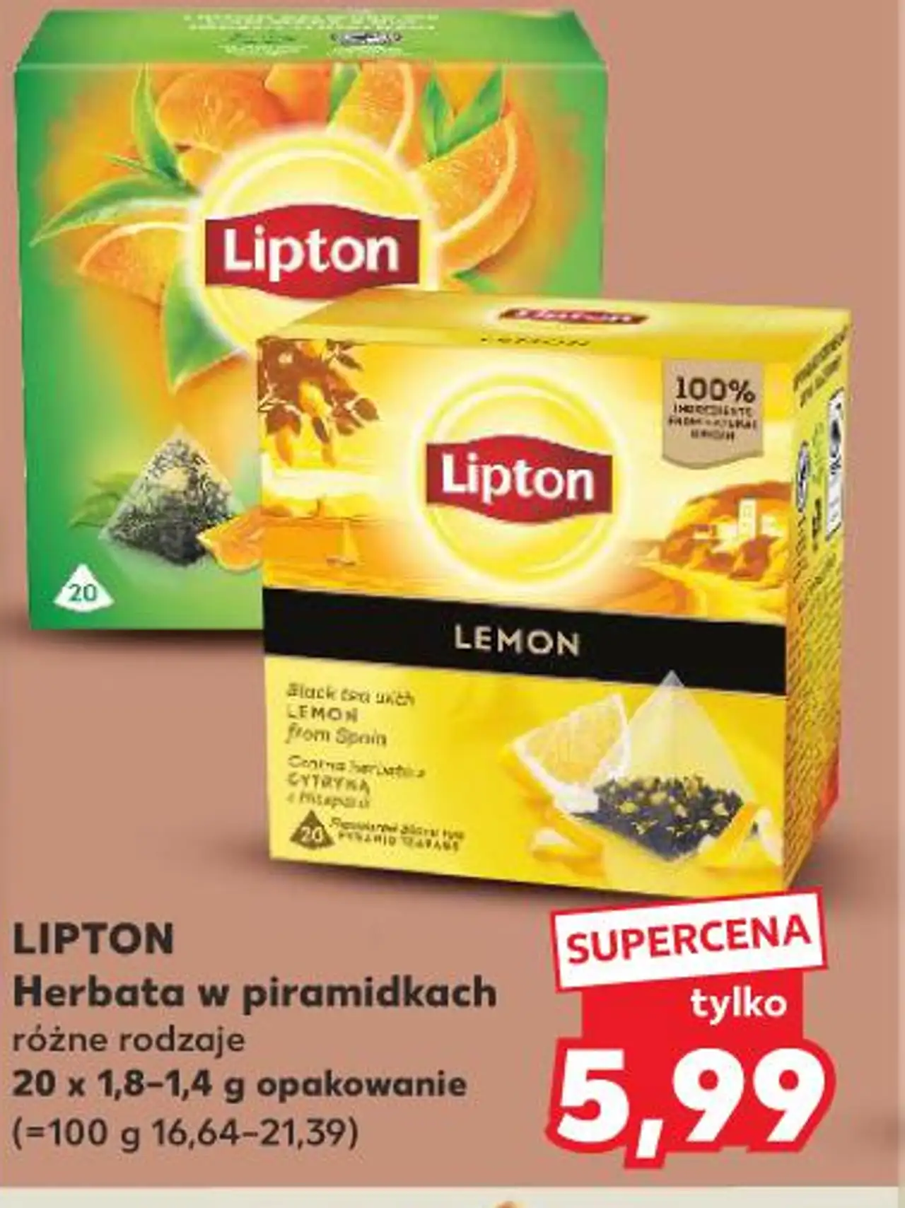 LIPTON Herbata w piramidkach różne rodzaje 20 x 1,8-1,4 g opakowanie