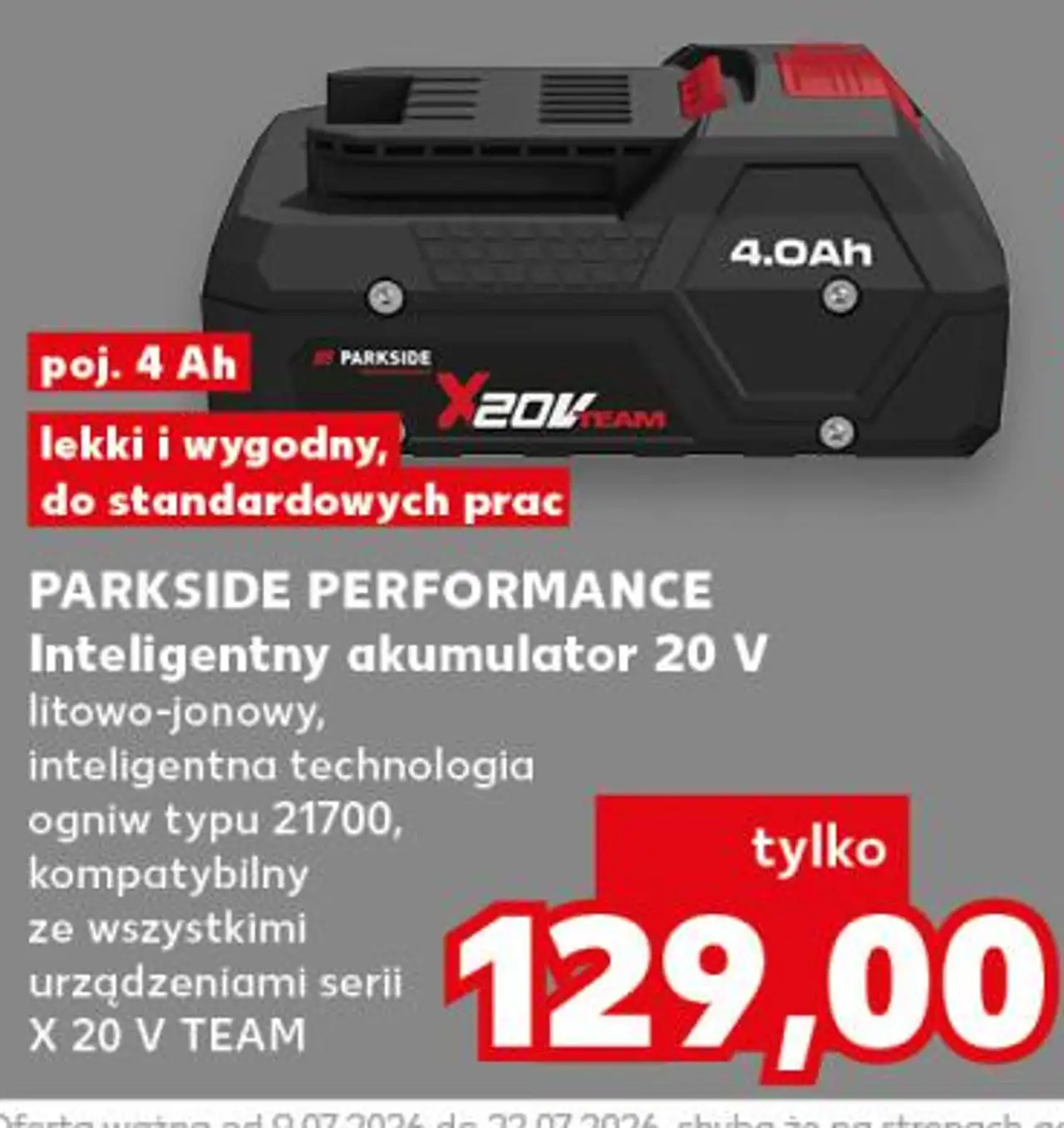 Parkside Performance Inteligentny akumulator 20 V 4.0Ah