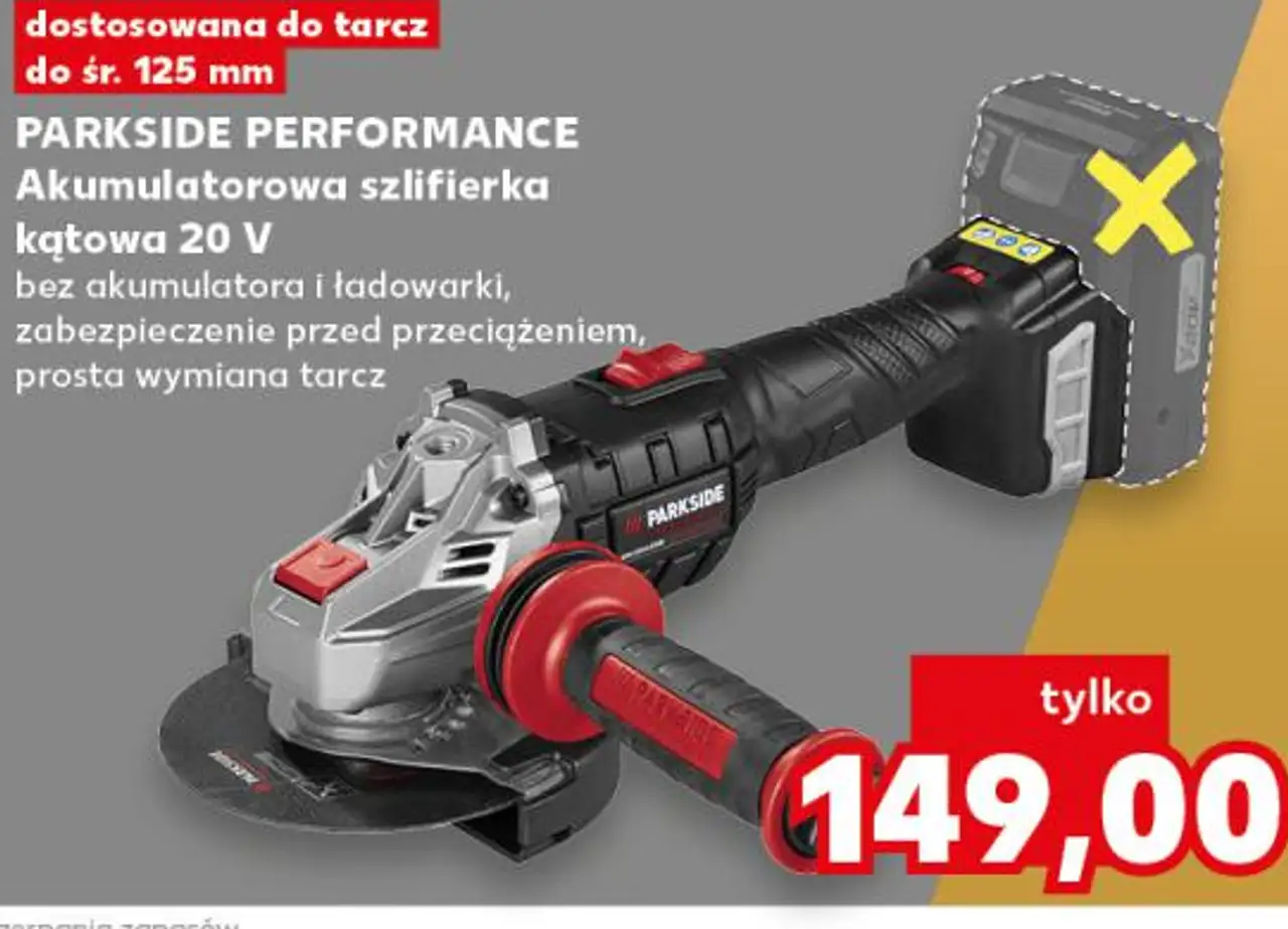 PARKSIDE PERFORMANCE Akumulatorowa szlifierka kątowa 20 V