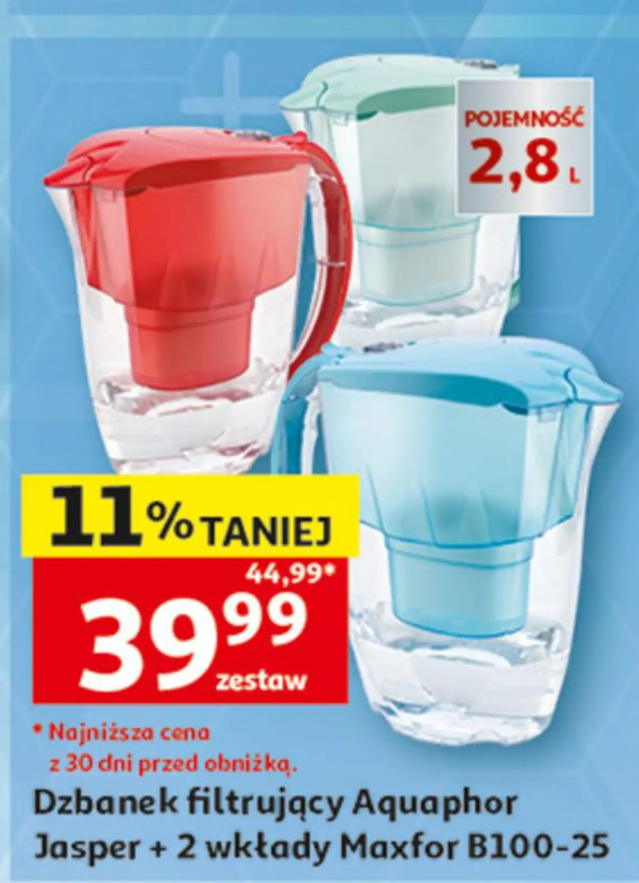 Dzbanek filtrujący Aquaphor Jasper + 2 wkłady Maxfor B100-25