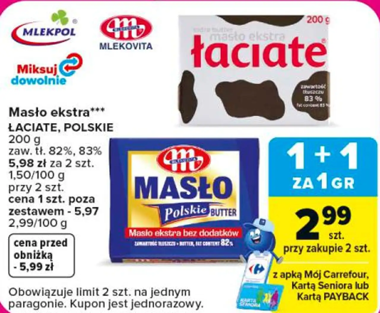 Masło ekstra Łaciate, Polskie Mlekpol, Mlekovita