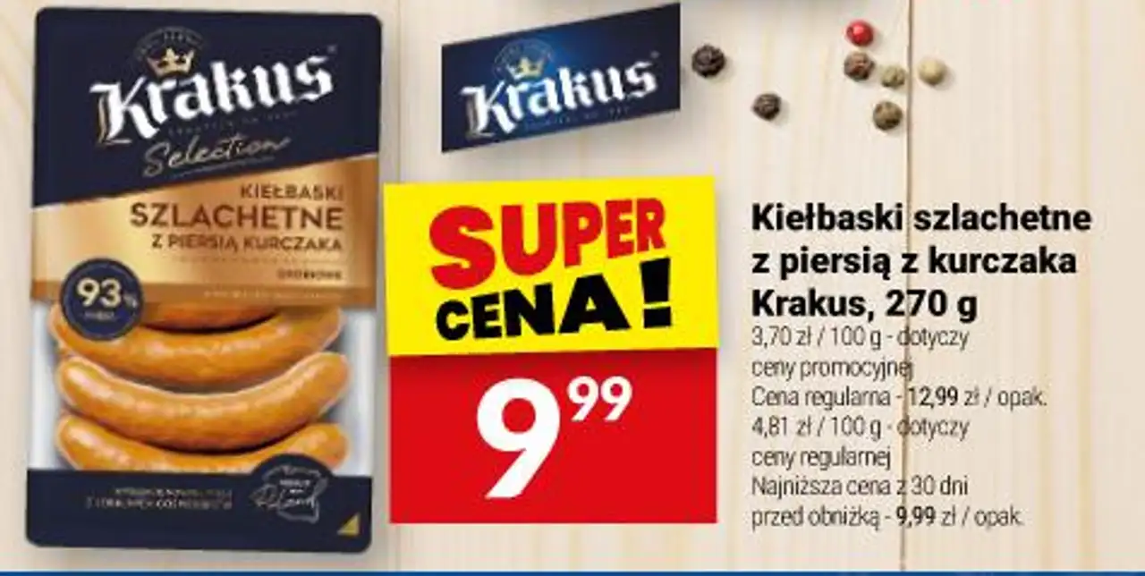 Kiełbaski szlachetne z piersią z kurczaka Krakus