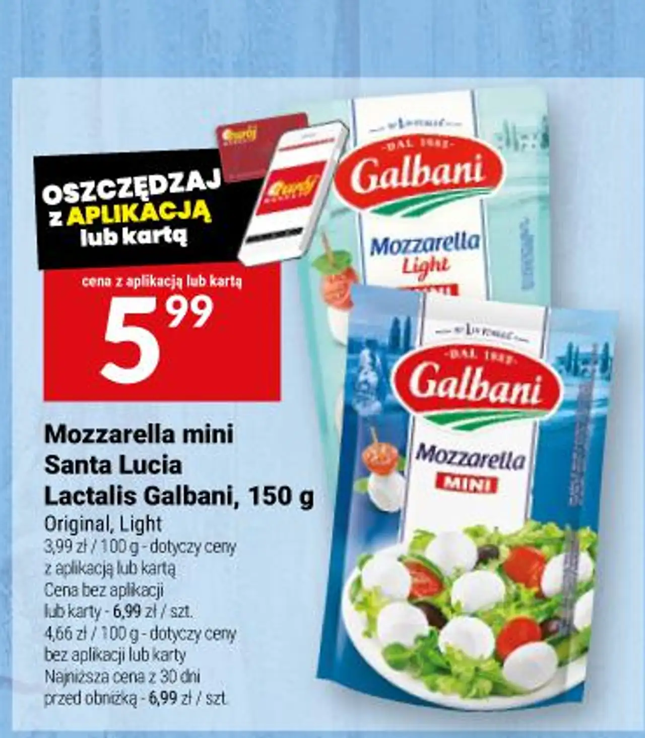 Mozzarella mini Santa Lucia Lactalis Galbani, 150 g