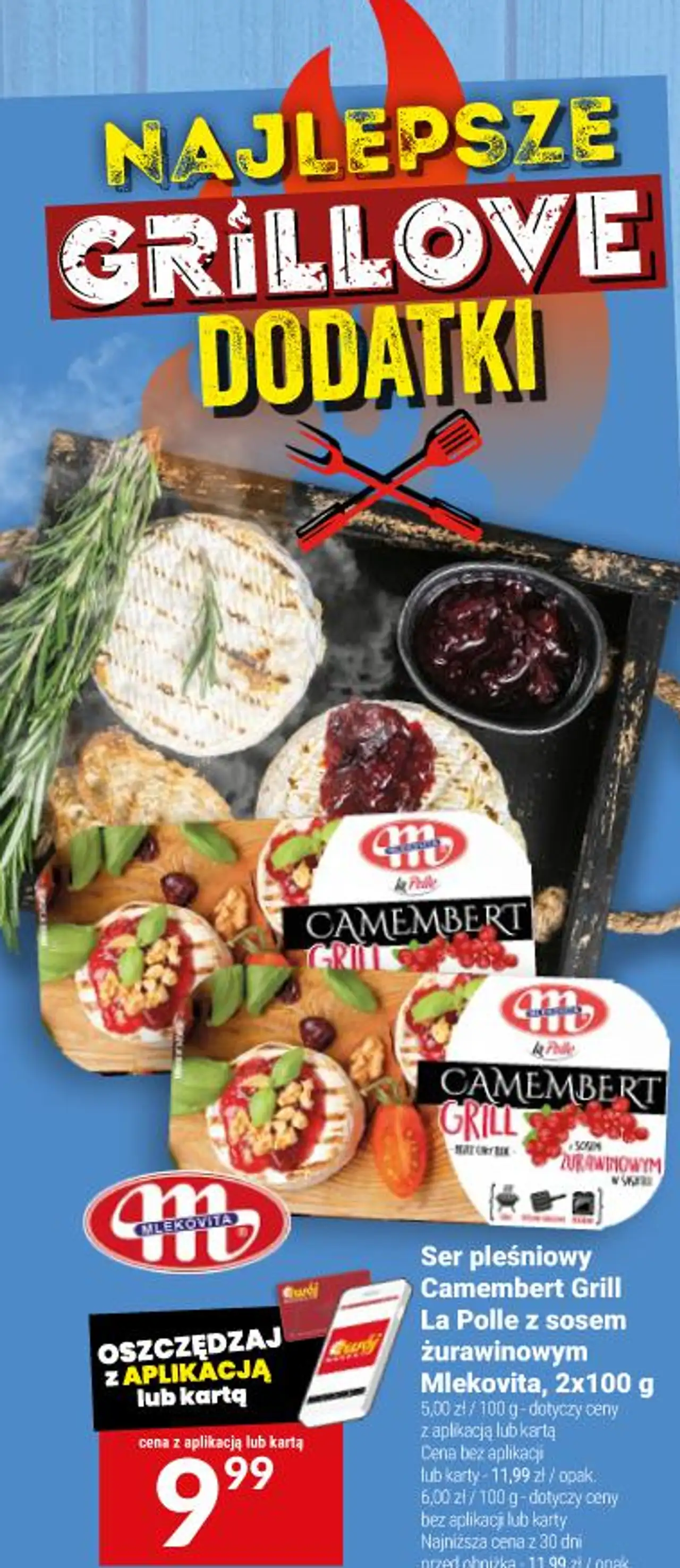Ser pleśniowy Camembert Grill La Polle z sosem żurawinowym Mlekovita, 2x100 g