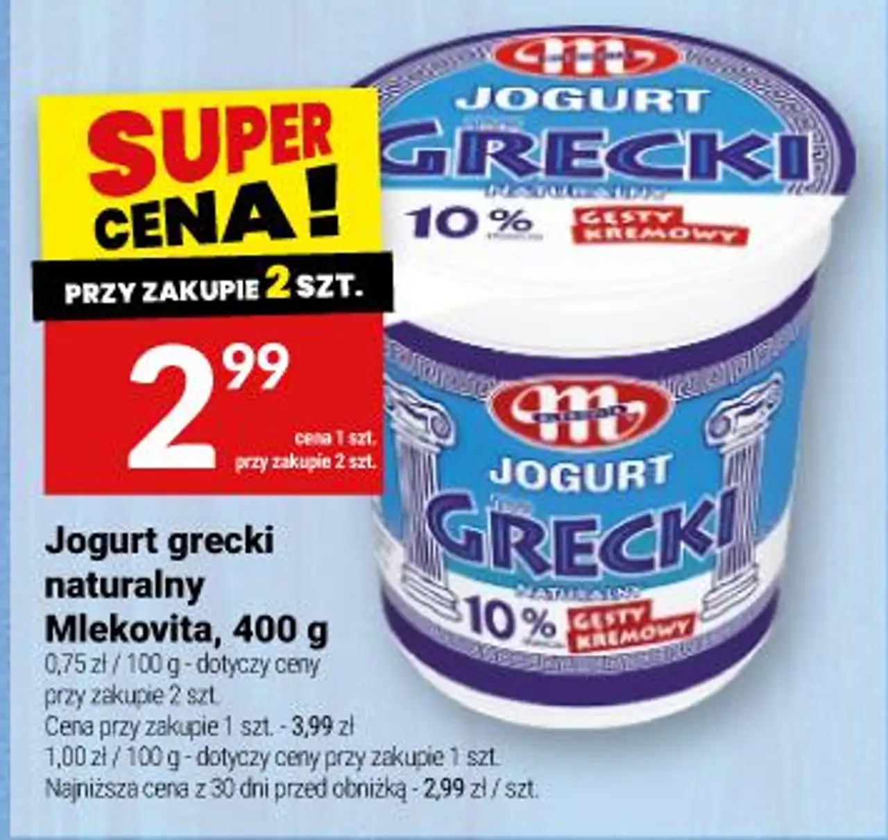 Jogurt grecki naturalny Mlekovita, 400 g
