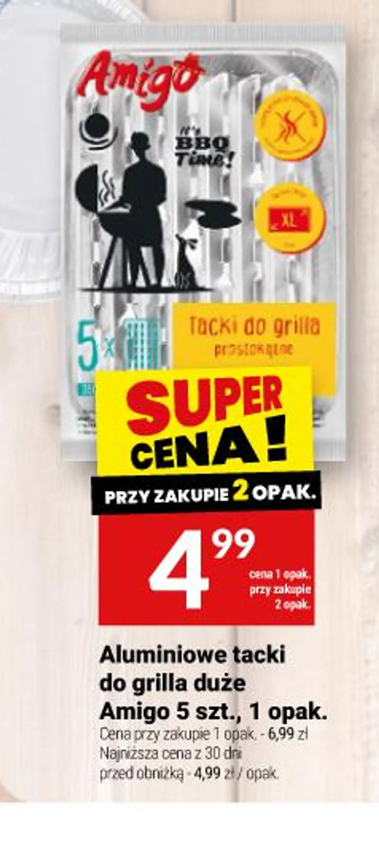 Aluminiowe tacki do grilla duże Amigo 5 szt., 1 opak.