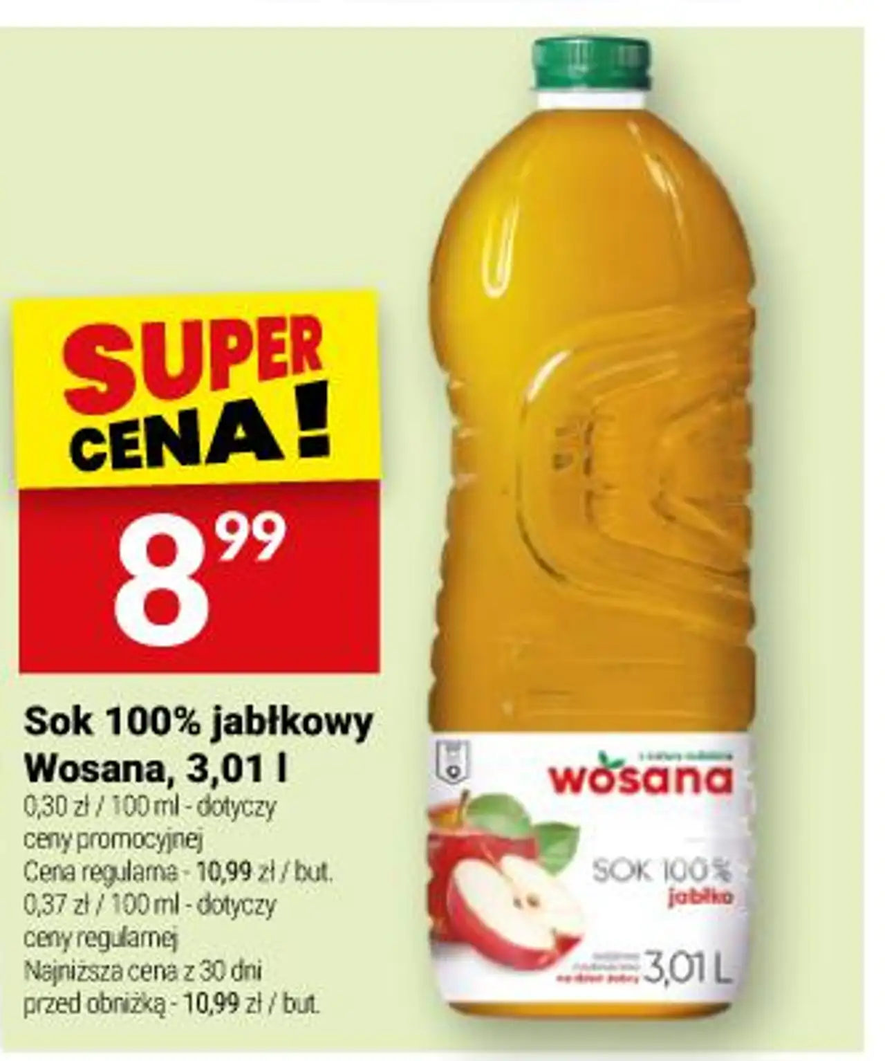 Wosana Sok 100% Jabłkowy, 3,01 l