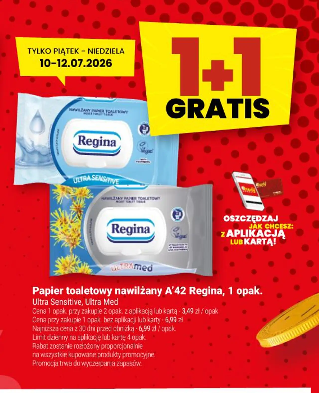 Papier toaletowy nawilżany A'42 Regina, 1 opak. Ultra Sensitive, Ultra Med