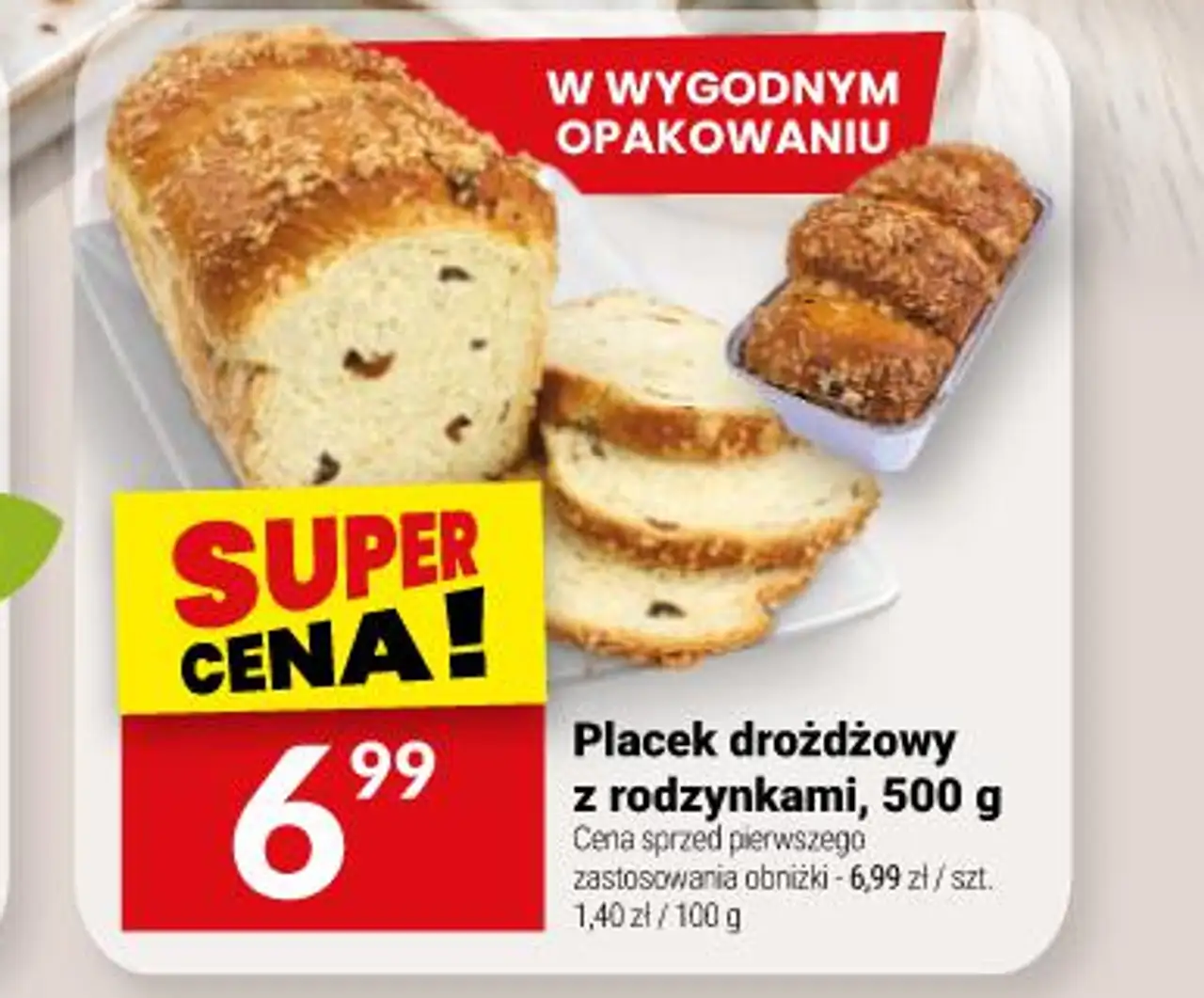 Placek drożdżowy z rodzynkami, 500 g