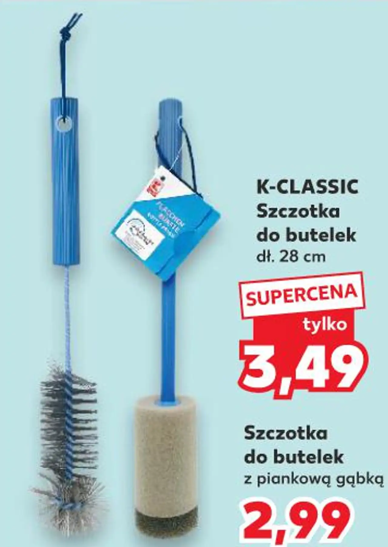 K-CLASSIC Szczotka do butelek / Szczotka do butelek z piankową gąbką