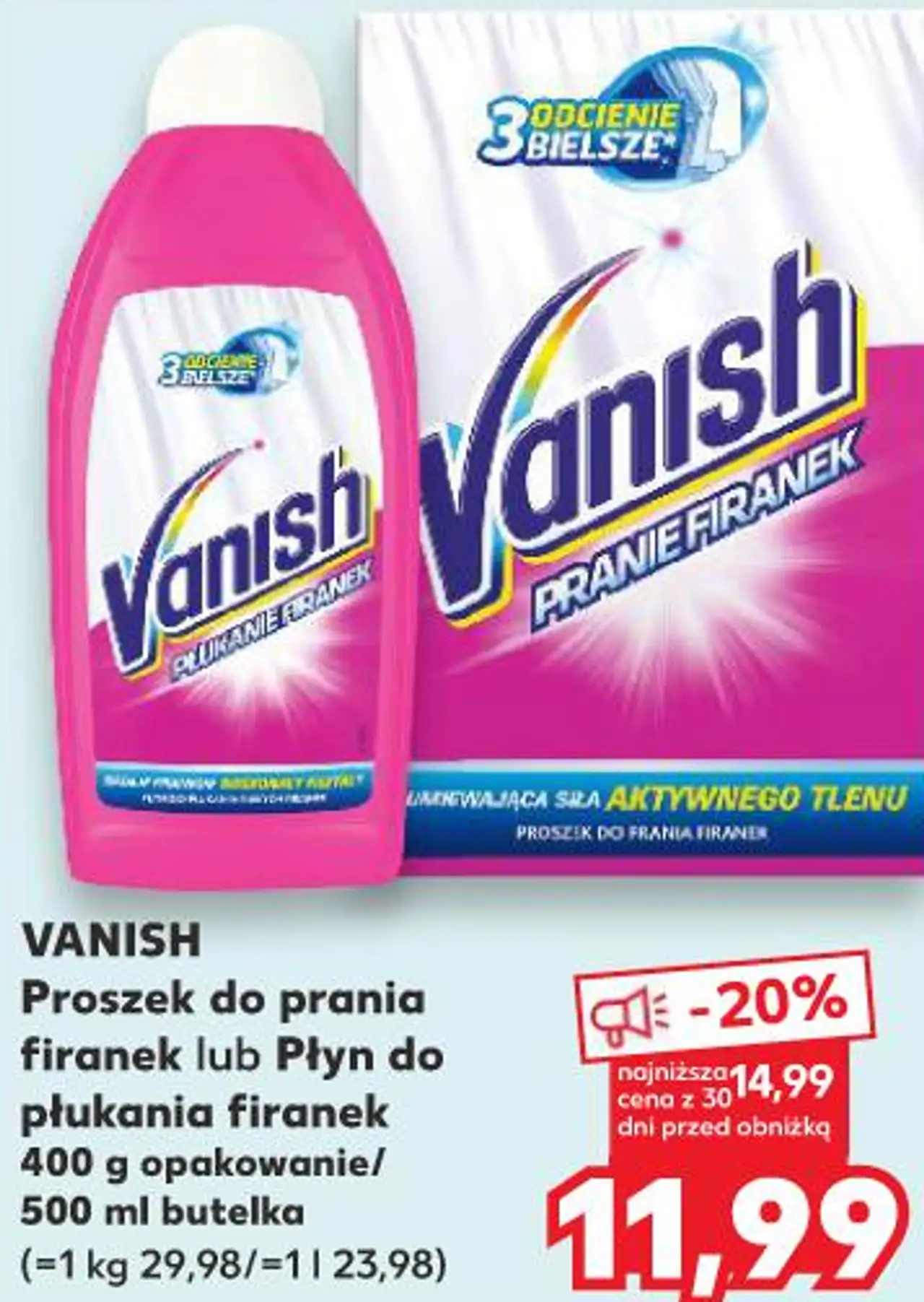 Vanish Proszek do prania firanek lub Płyn do płukania firanek