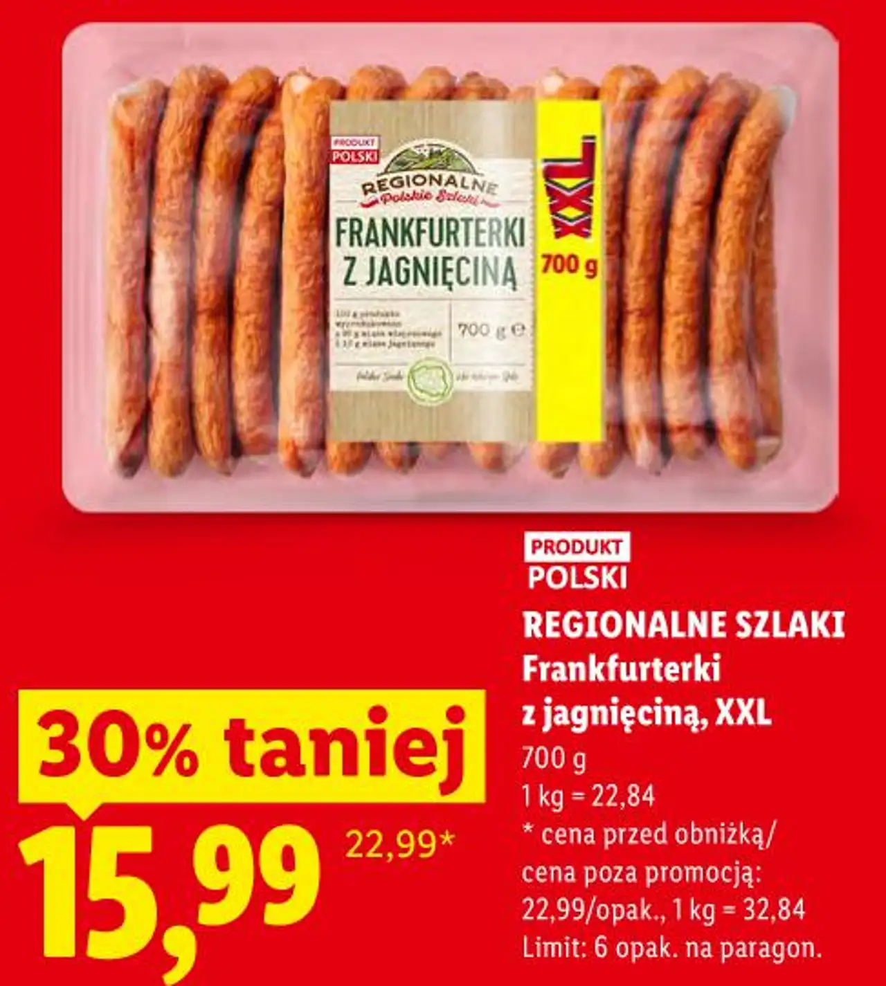 REGIONALNE SZLAKI Frankfurterki z jagnięciną, XXL
