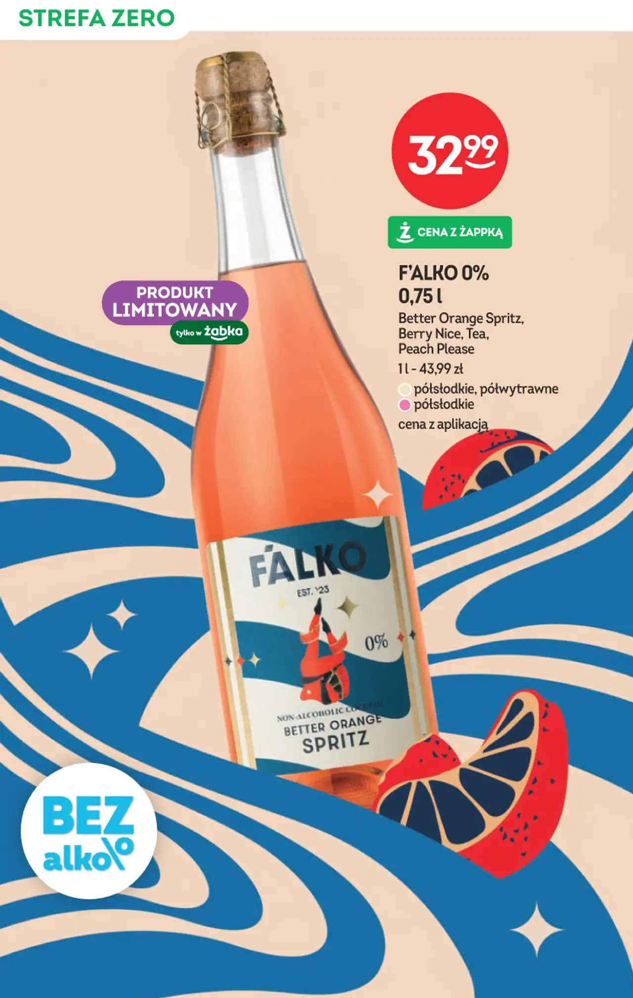 F'alko 0% Better Orange Spritz, Berry Nice, Tea, Peach Please