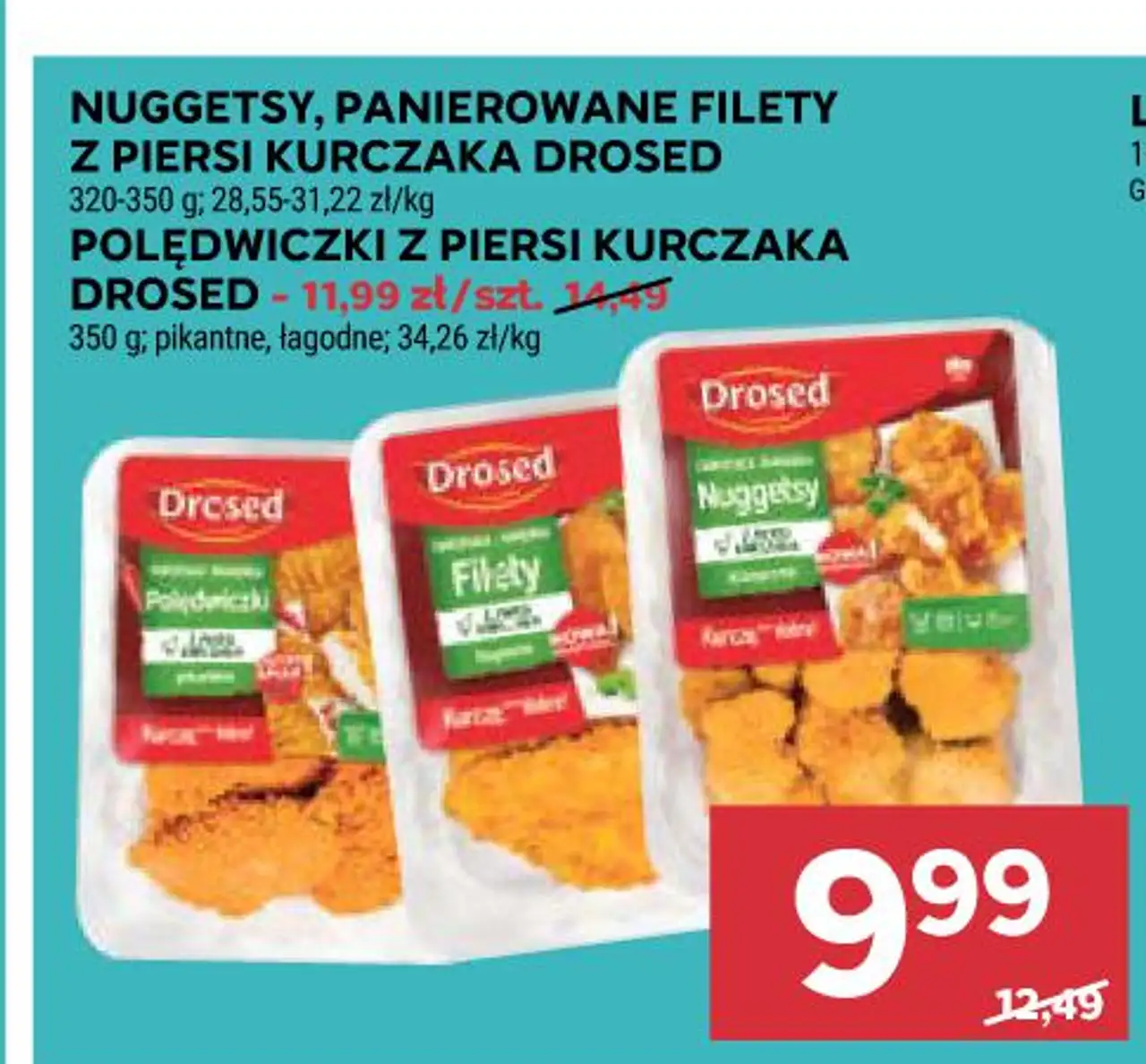 Nuggety, panierowane filety z piersi kurczaka Drosed