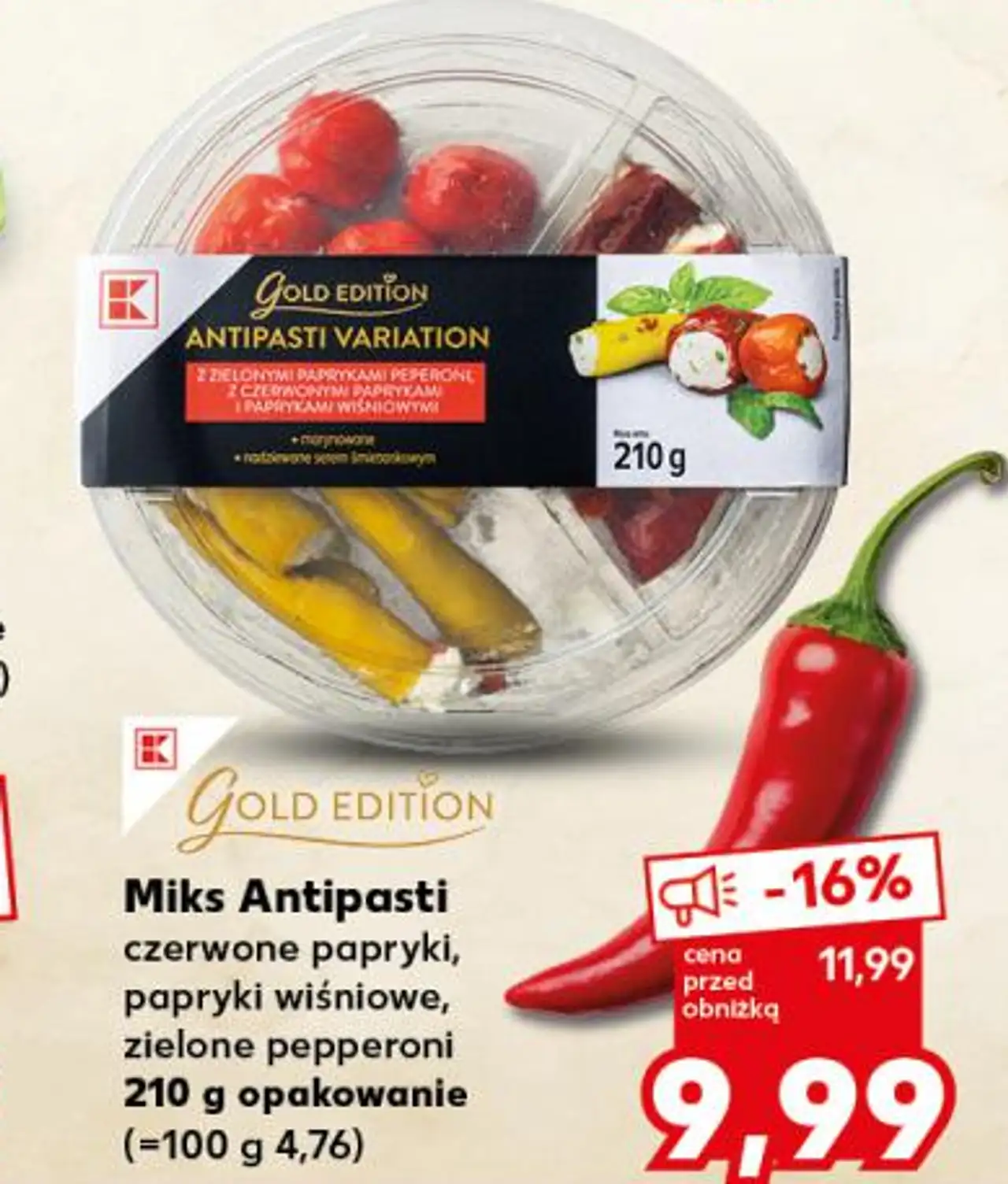 Miks Antipasti czerwone papryki, papryki wiśniowe, zielone pepperoni
