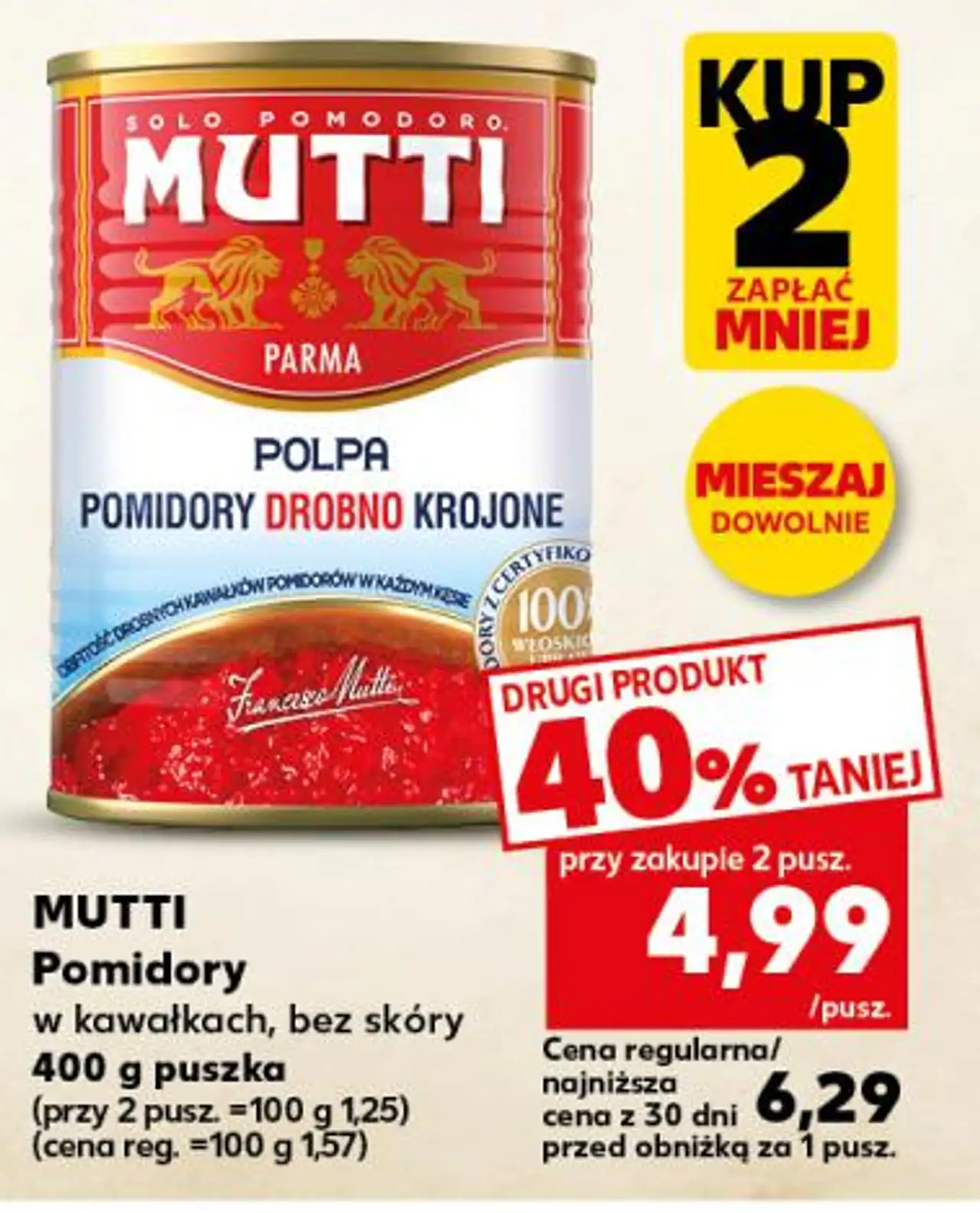 Mutti Pomidory w kawałkach, bez skóry