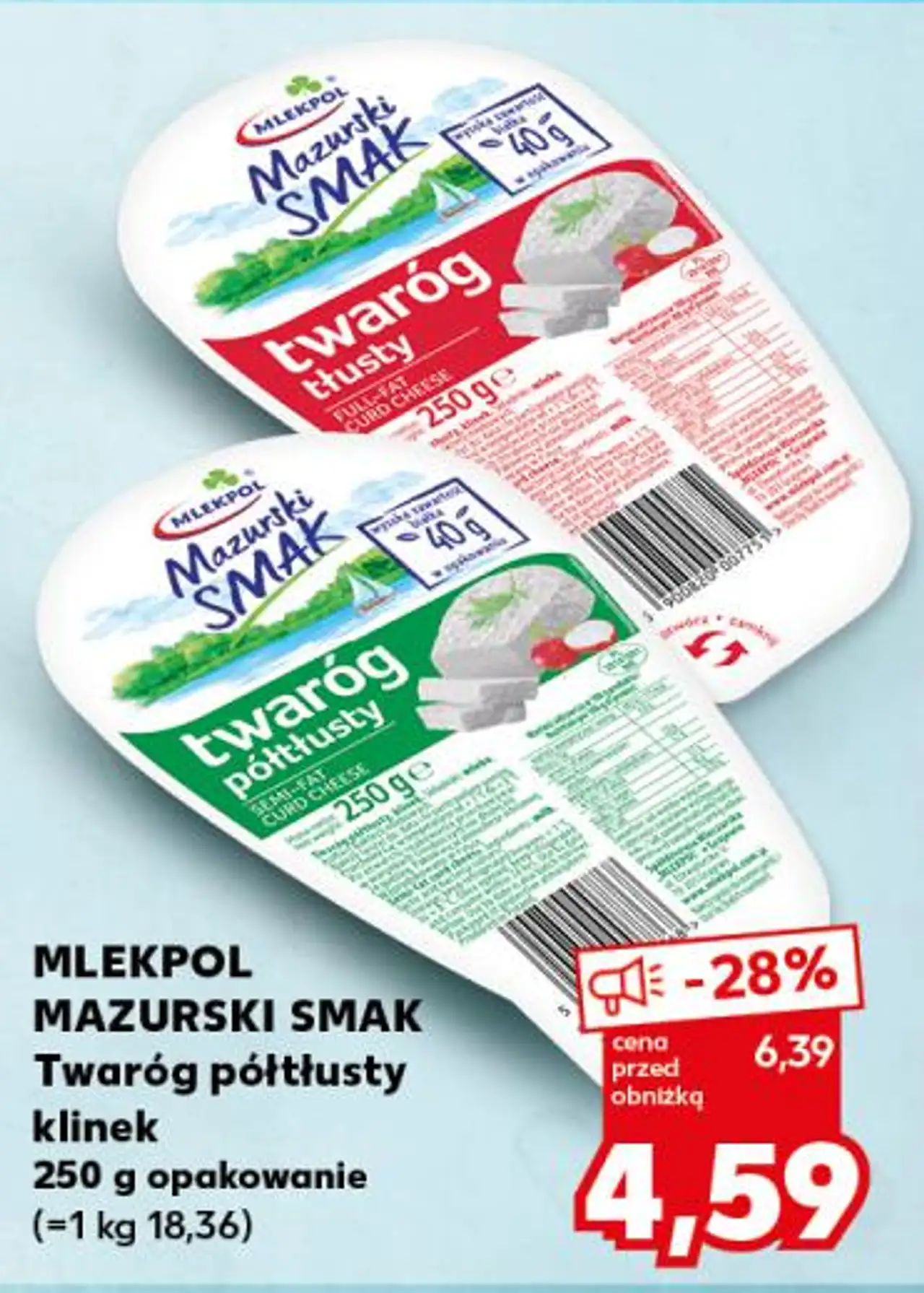 MLEKPOL MAZURSKI SMAK Twaróg półtłusty klinek