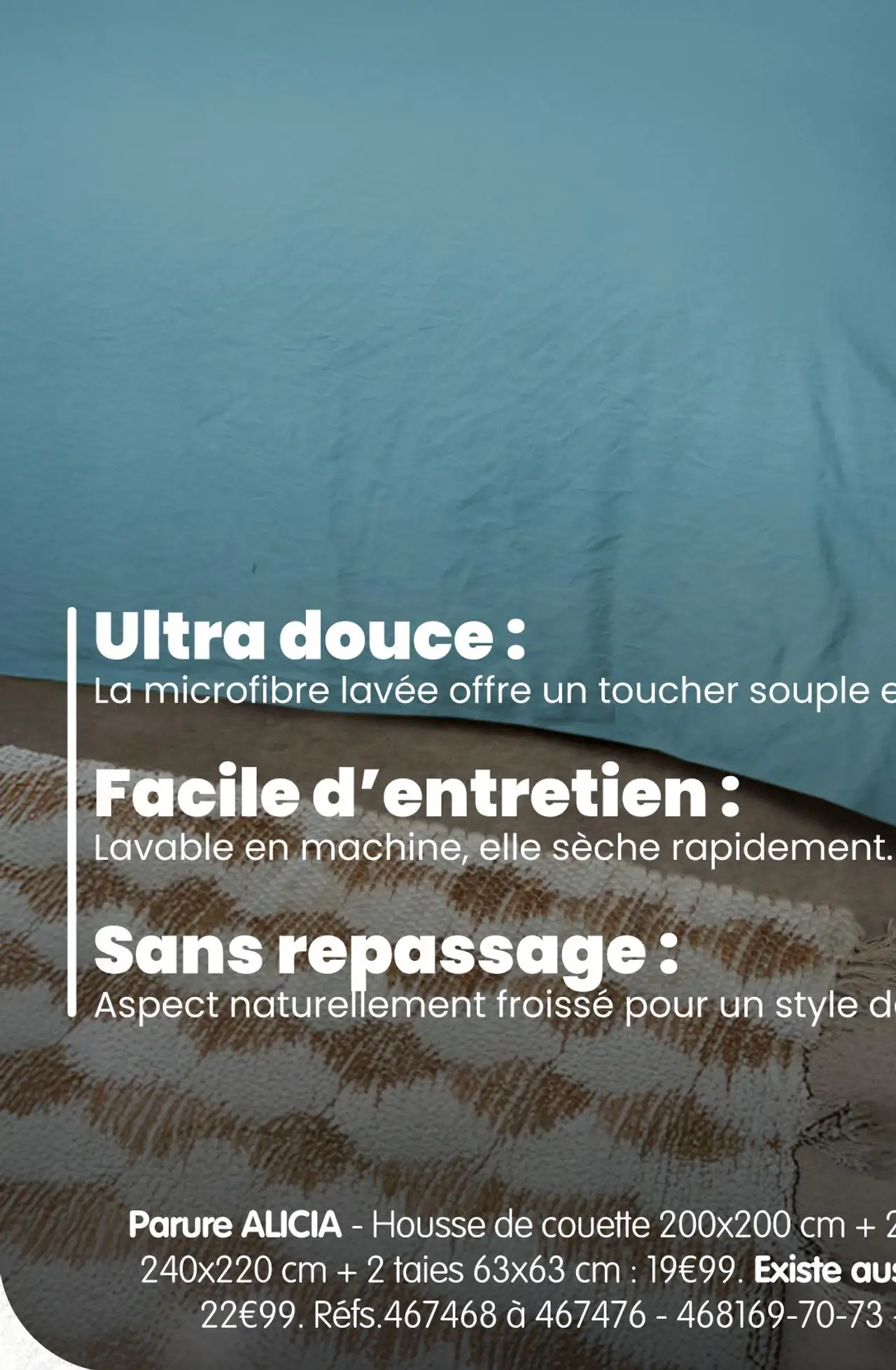 Parure ALICIA - Housse de couette 240x220 cm + 2 taies 63x63 cm