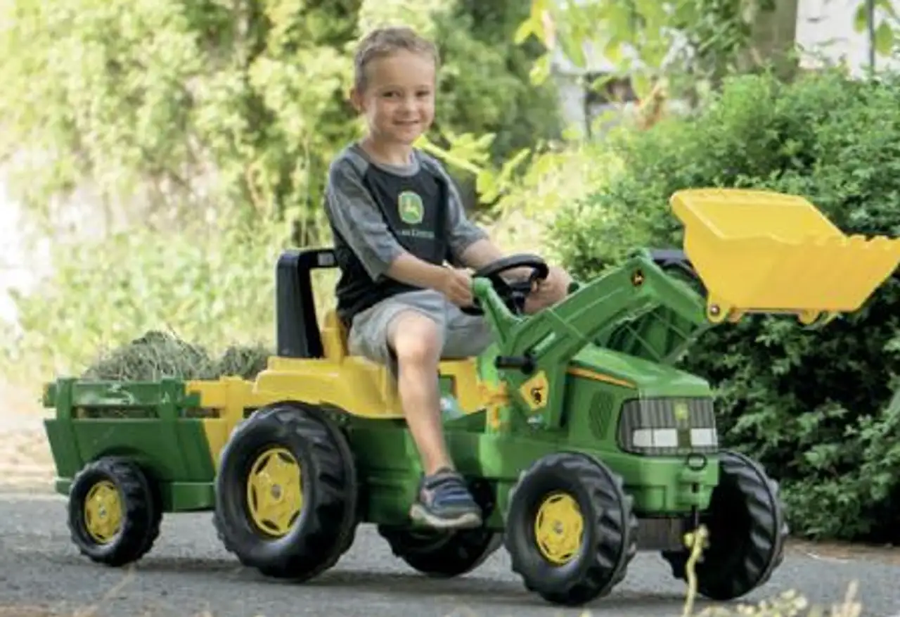 TRACTEUR ROLLY JUNIOR JOHN DEERE AVEC PELLE ET REMORQUE