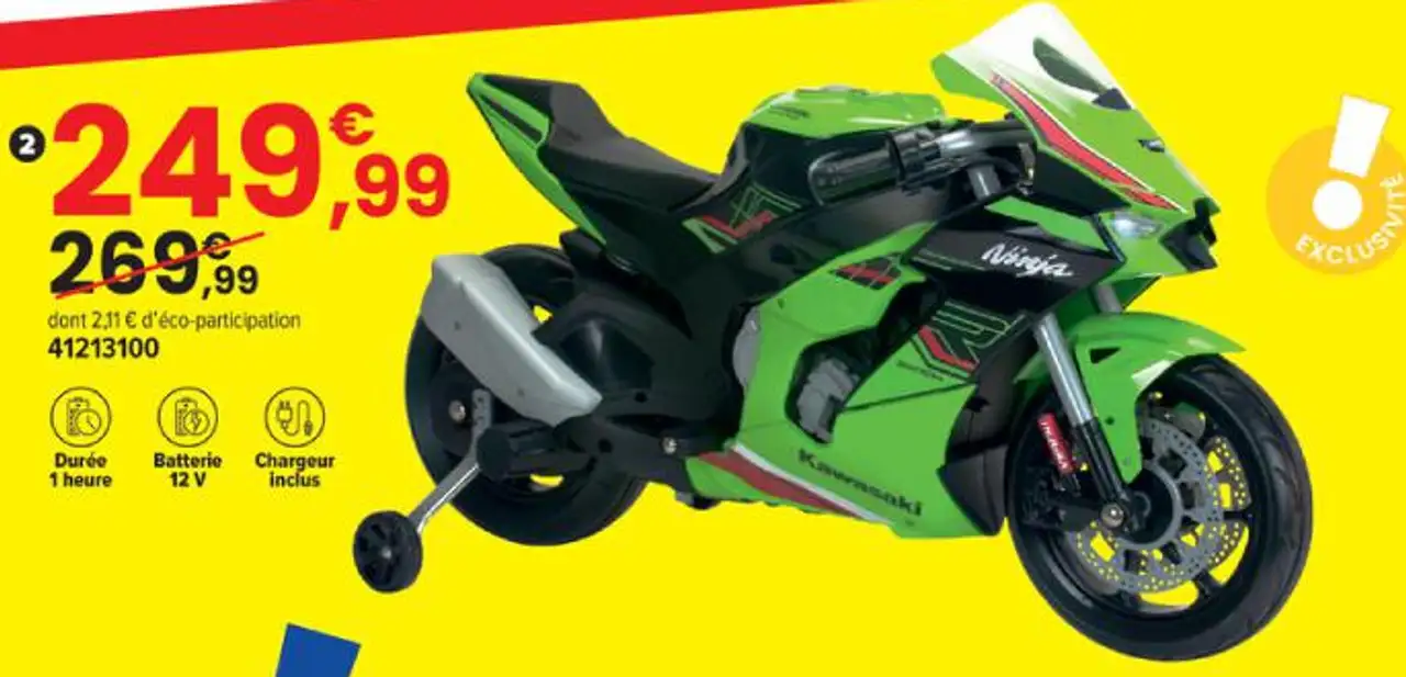 MOTO KAWASAKI NINJA 12 V LITHIUM | 3 ans