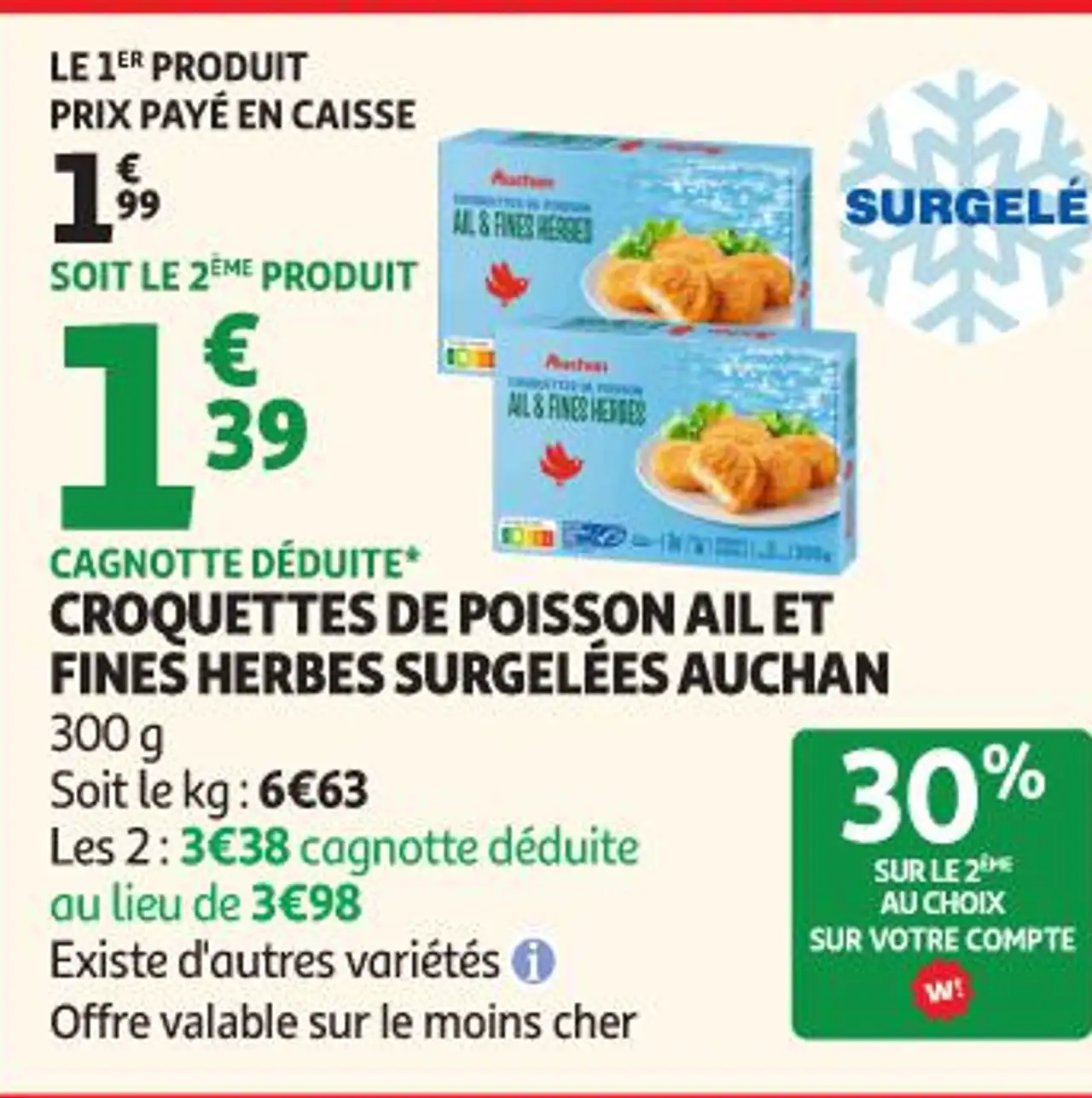 CROQUETTES DE POISSON AIL ET FINES HERBES SURGEL ES AUCHAN