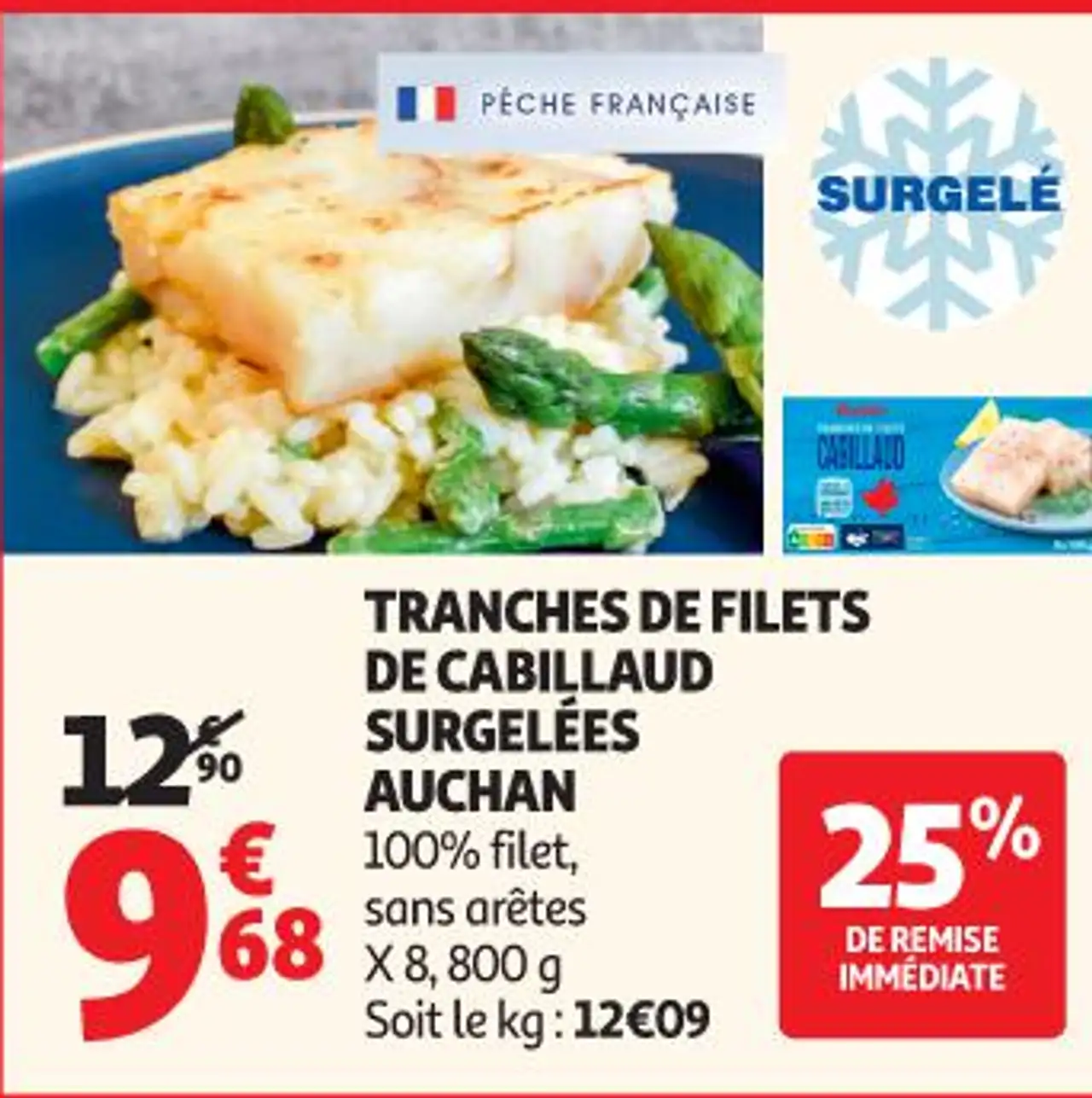 TRANCHES DE FILETS DE CABILLAUD SURGEL ES AUCHAN