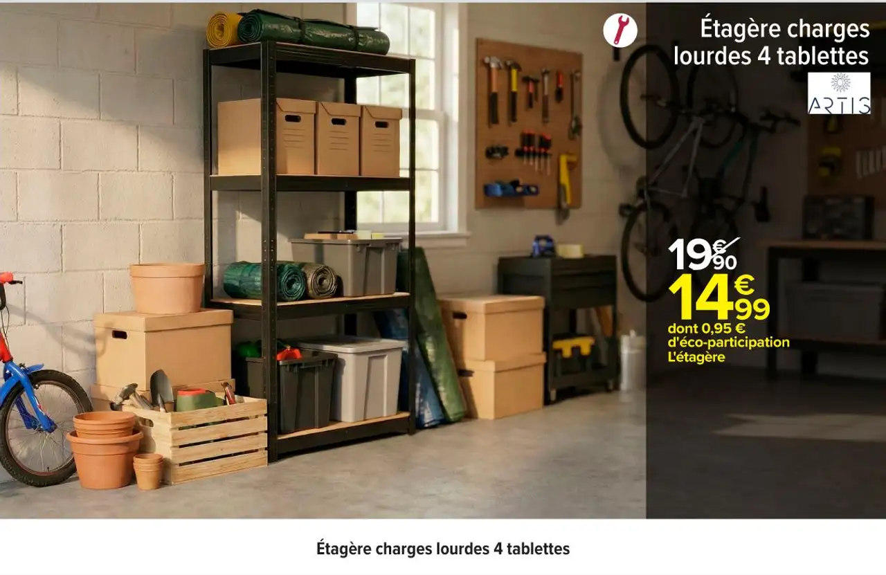 Étagère charges lourdes 4 tablettes