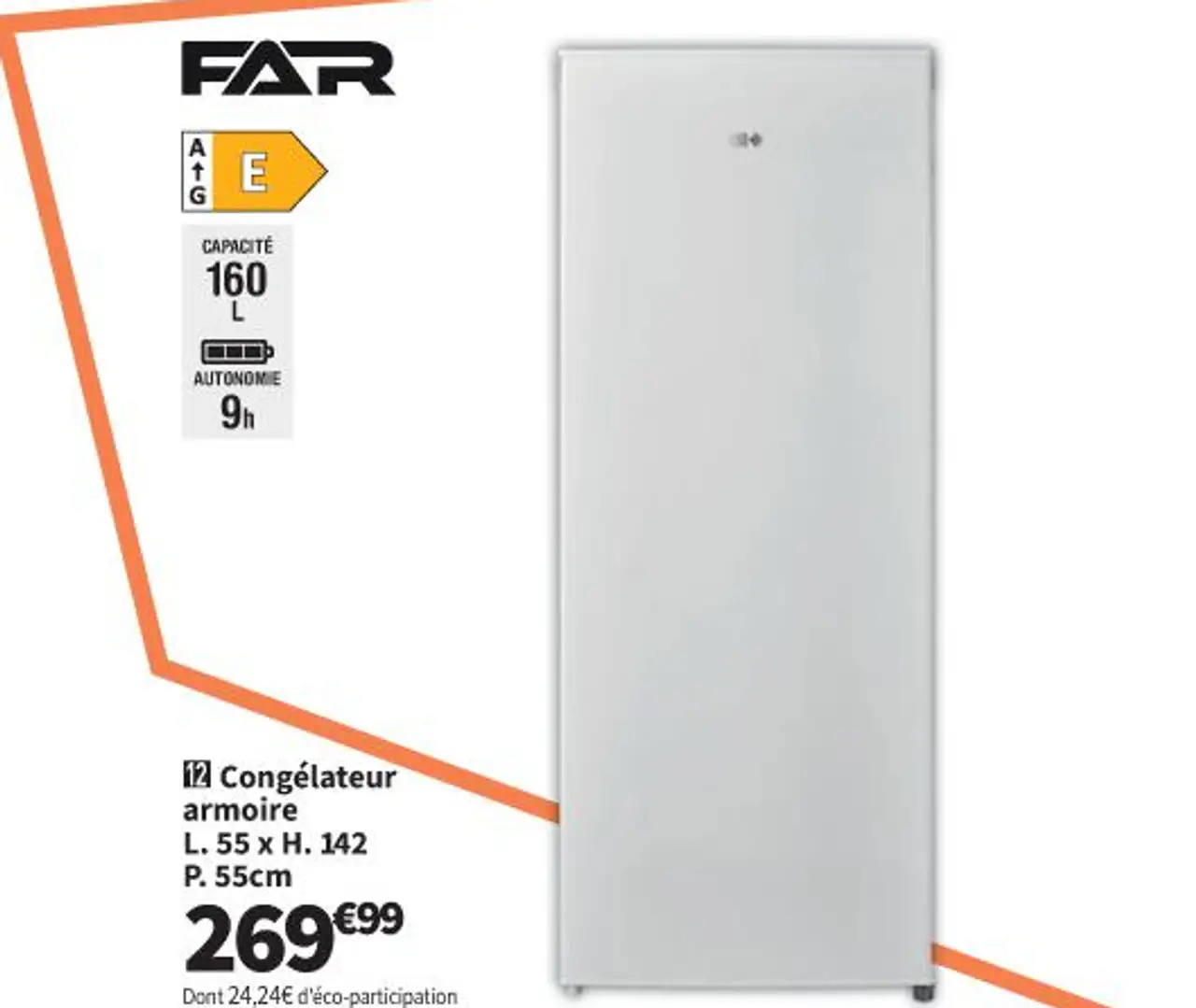 Congélateur armoire L. 55 x H. 142 P. 55cm far