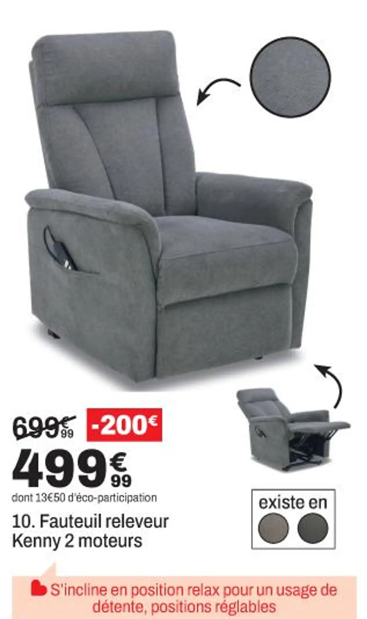 Fauteuil releveur Kenny 2 moteurs