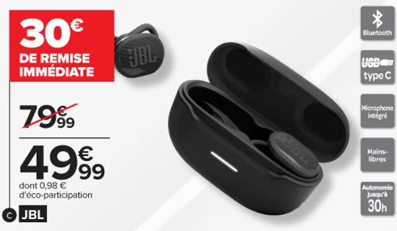 Ecouteurs sport sans fil JBL JBLENDURACE2BLK