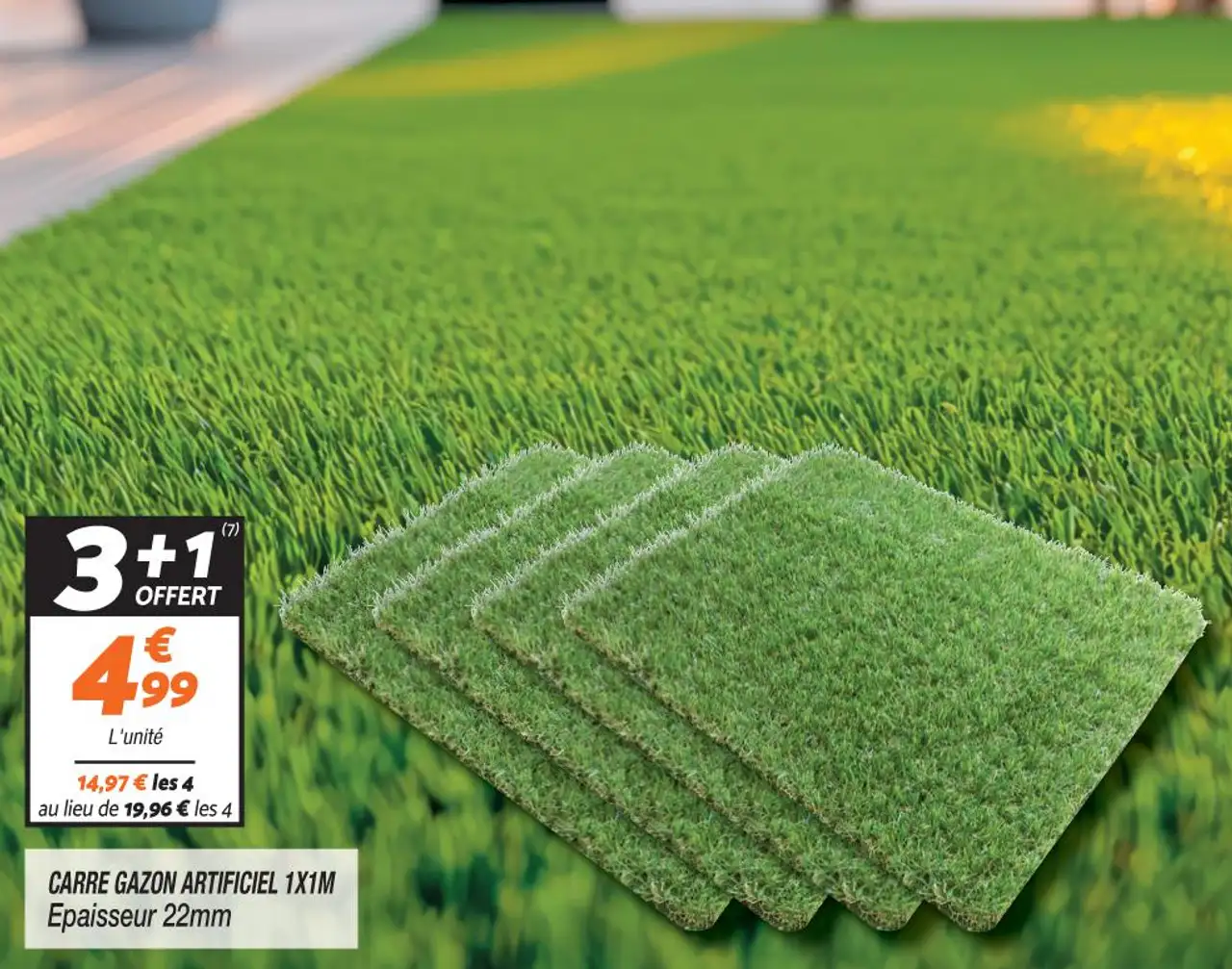 CARRE GAZON ARTIFICIEL 1X1M