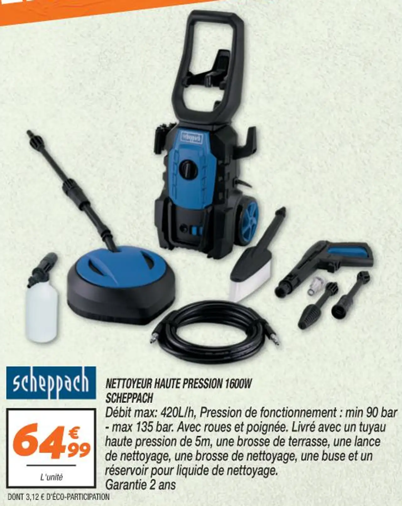 NETTOYEUR HAUTE PRESSION 1600W SCHEPPACH