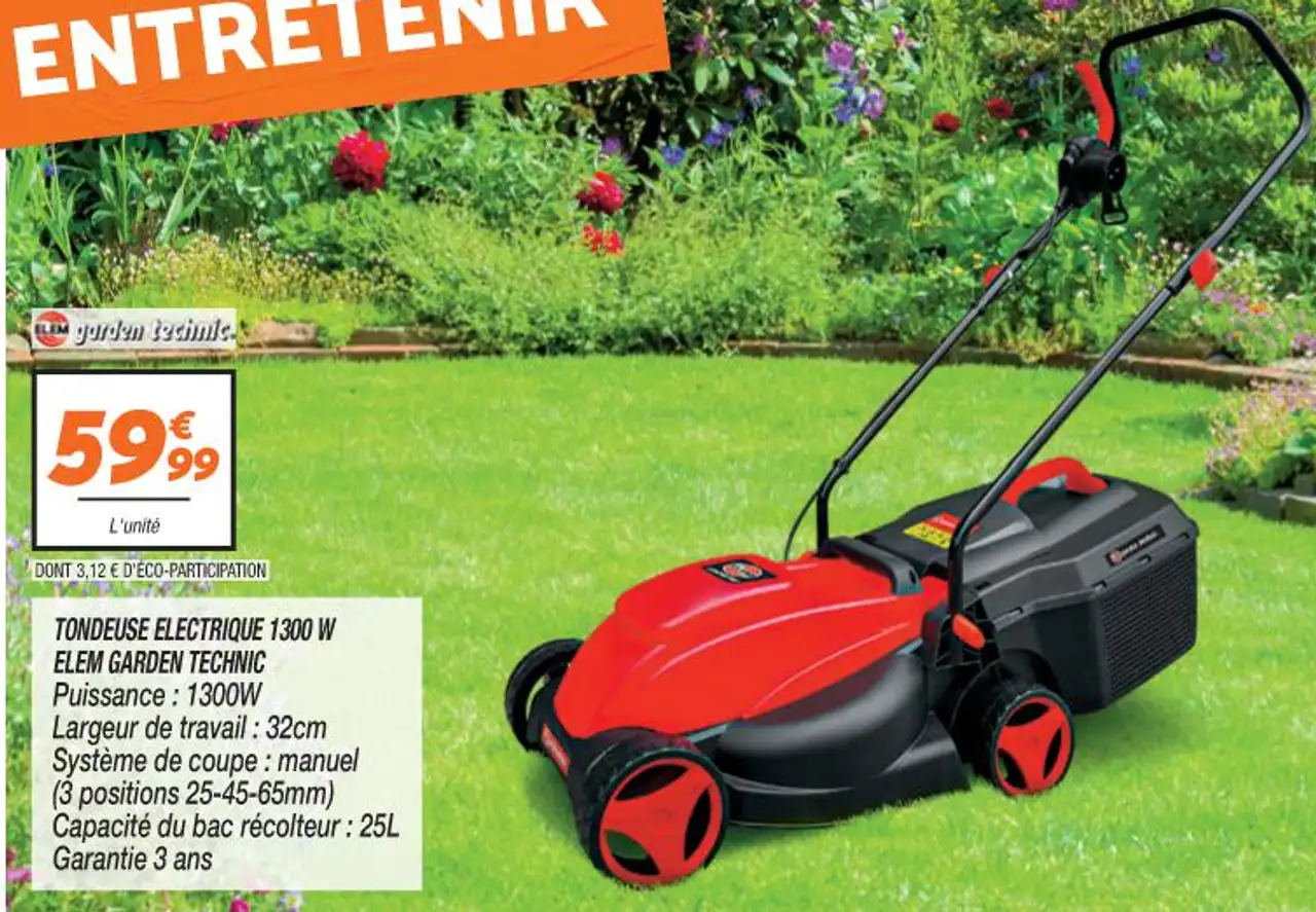 TONDEUSE ELECTRIQUE 1300 W ELEM GARDEN TECHNIC