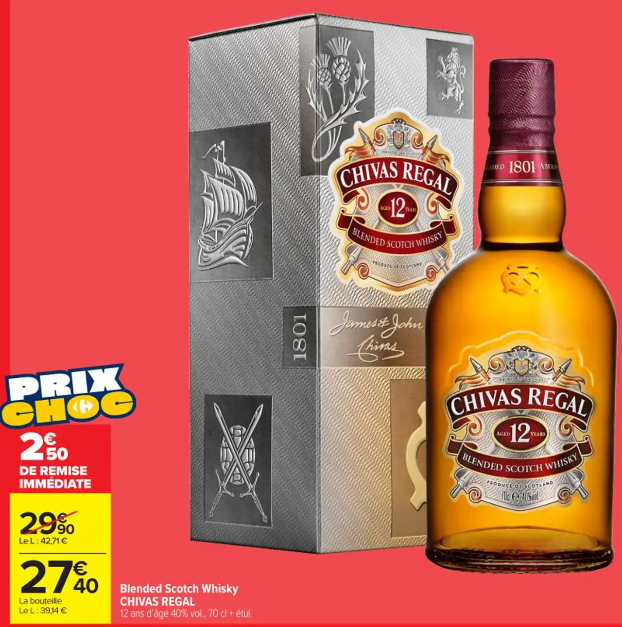 Blended Scotch Whisky CHIVAS REGAL 12 ans d'âge 40% vol. 70 cl + étui.