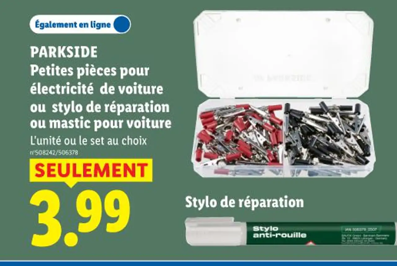Petites pièces pour électricité de voiture ou stylo de réparation ou mastic pour voiture