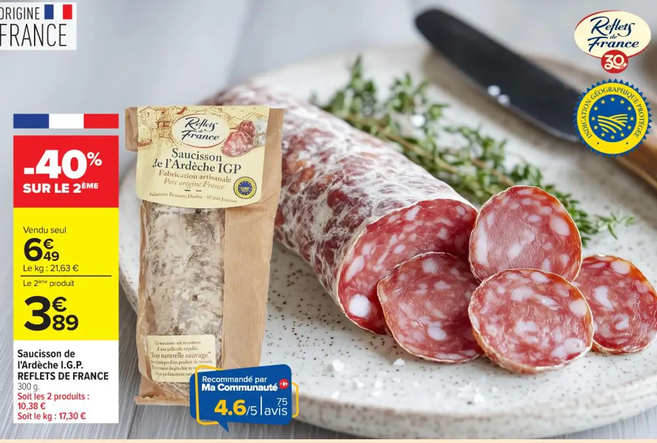 Saucisson de l'Ardèche I.G.P. REFLETS DE FRANCE