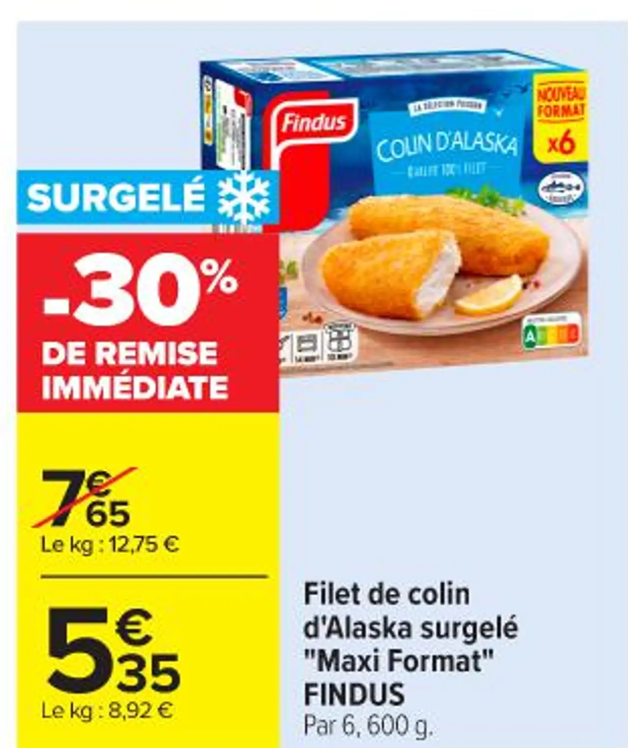 Filet de colin d'Alaska surgelé "Maxi Format" FINDUS