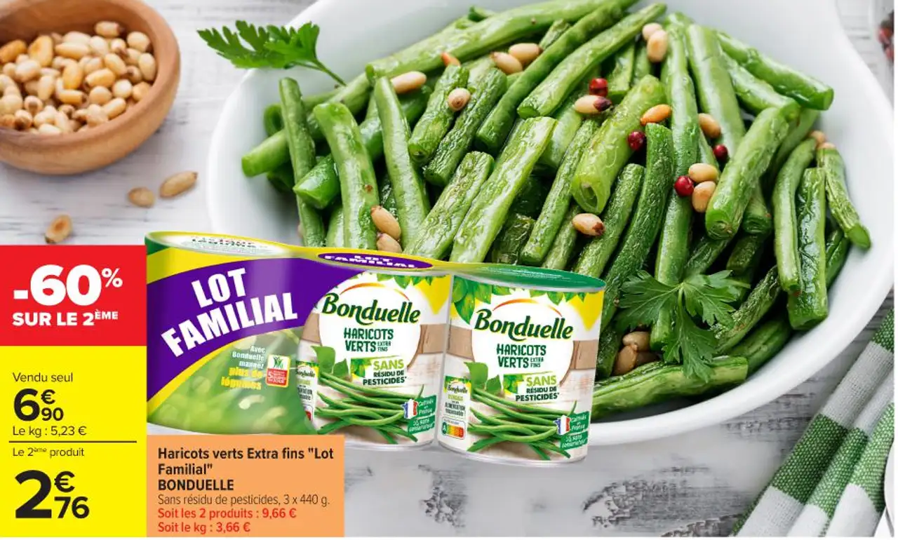Haricots verts Extra fins "Lot Familial" BONDUELLE