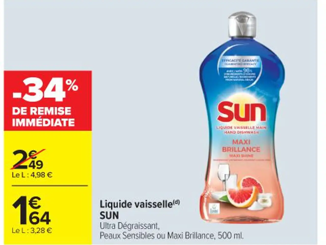 Liquide de rinçage pour lave-vaisselle(d) SUN Brillance Parfaite, 500 ml.