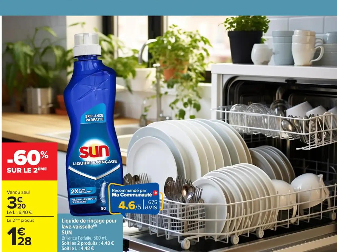 Liquide vaisselle(d) SUN Ultra Dégraissant , Peaux Sensibles ou Maxi Brillance , 500 ml.