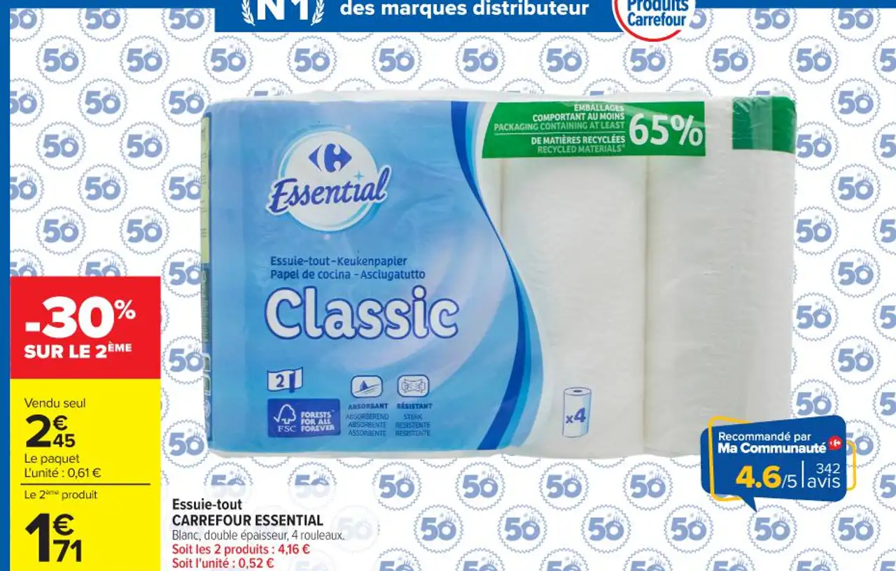 Essuie-tout CARREFOUR ESSENTIAL