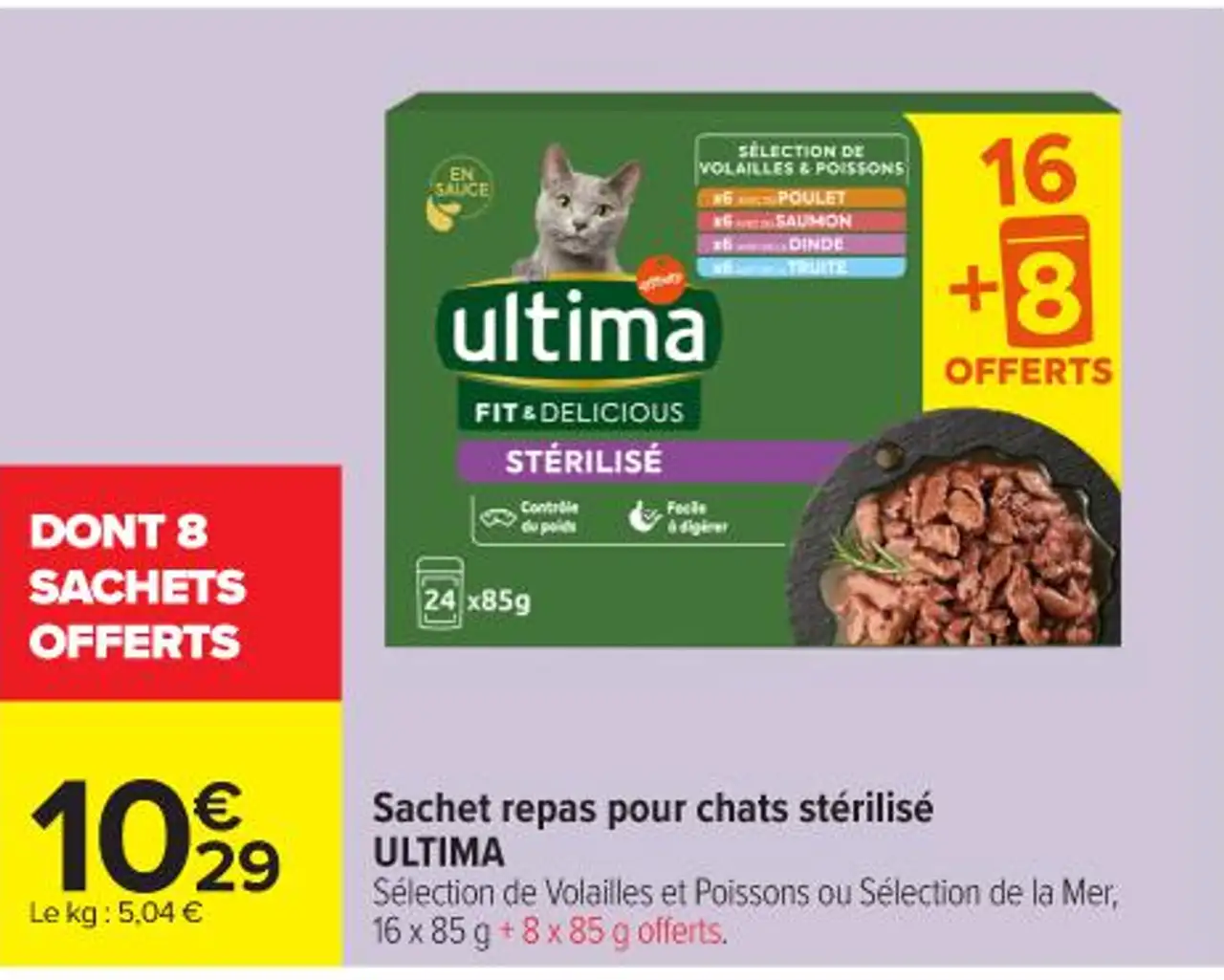 Sachet repas pour chats stérilisé ULTIMA