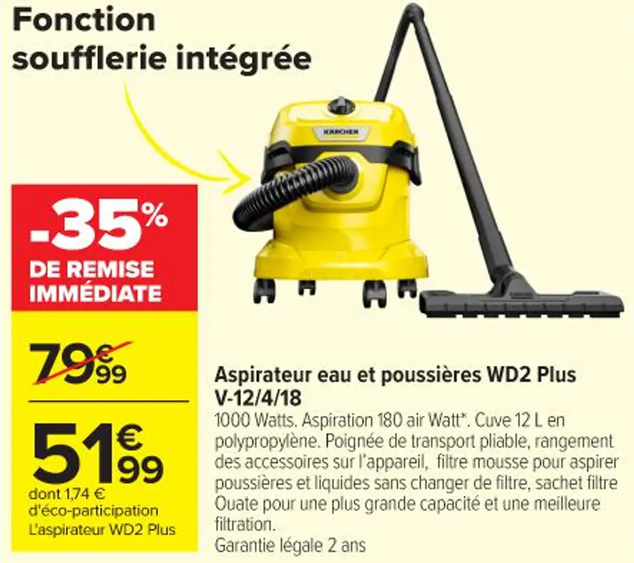 Aspirateur eau et poussières WD2 Plus V-12/4/18 Kärcher