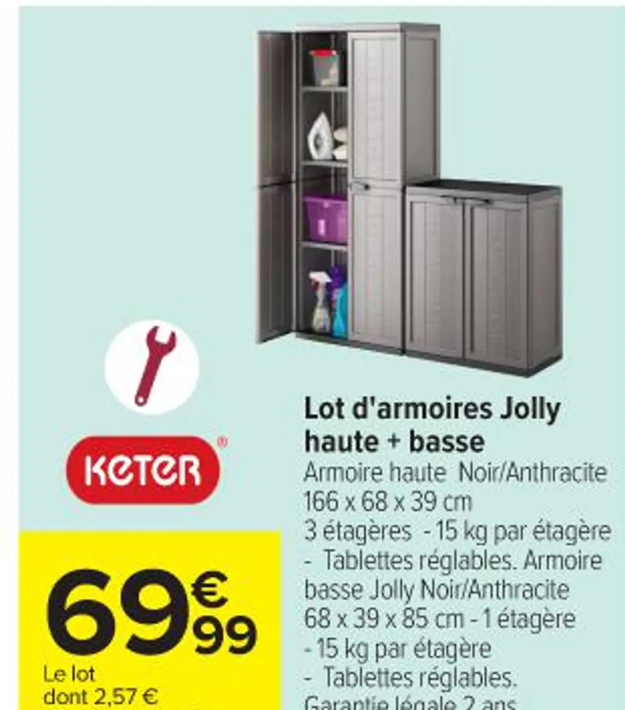 Lot d'armoires Jolly haute + basse keter