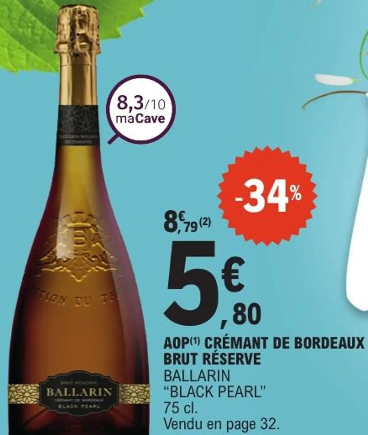 AOP CREMANT DE BORDEAUX BRUT RESERVE BALLARIN "BLACK PEARL"