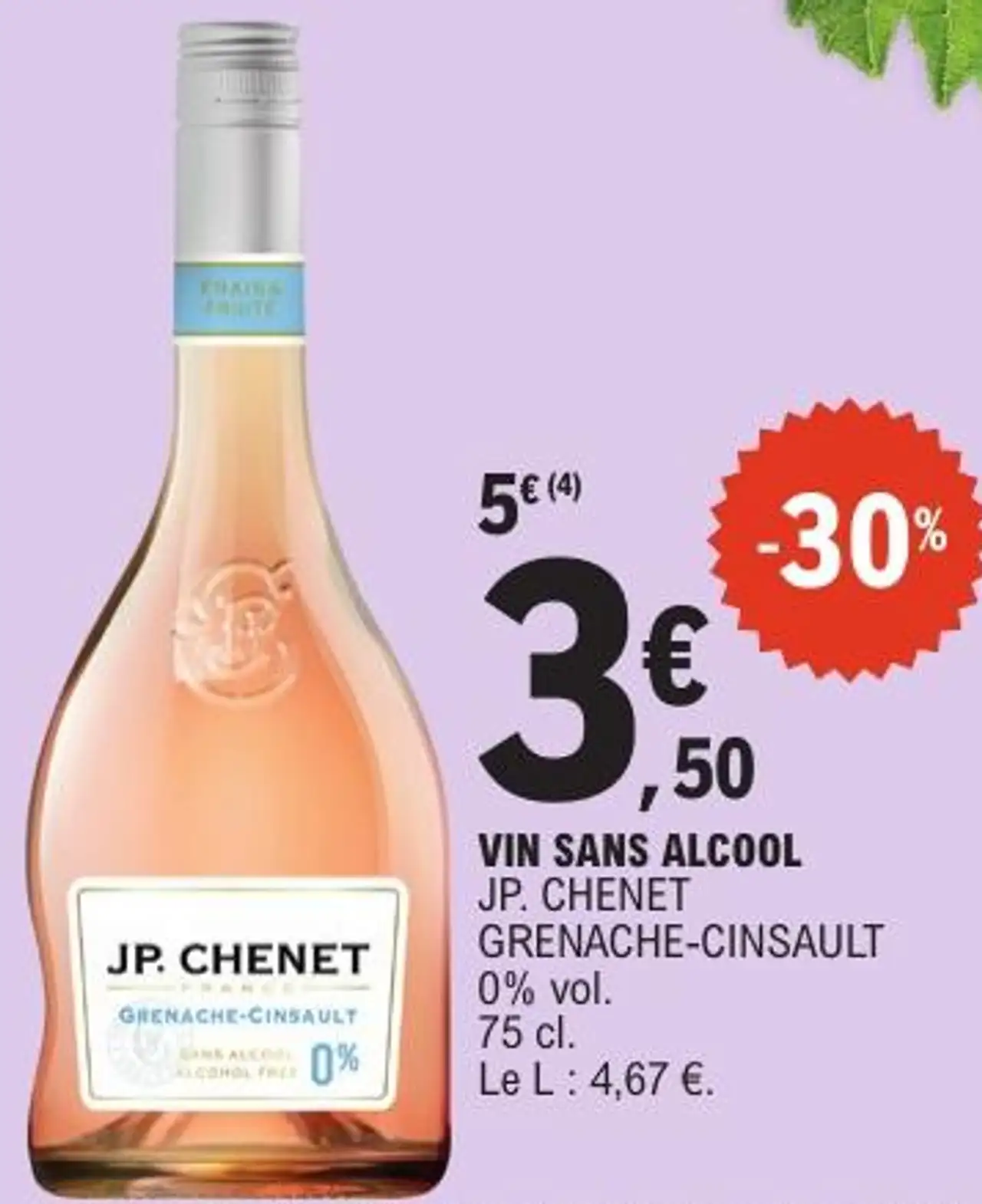 Vin sans alcool JP. Chenet Grenache-Cinsault 0% vol. 75 cl.