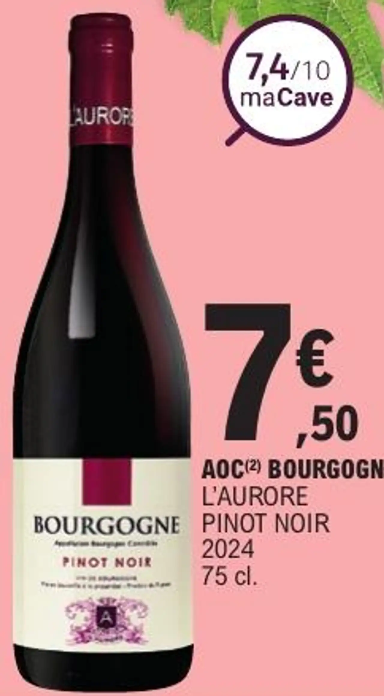 AOC(2) BOURGOGNE L'AURORE PINOT NOIR 2024 75 cl.